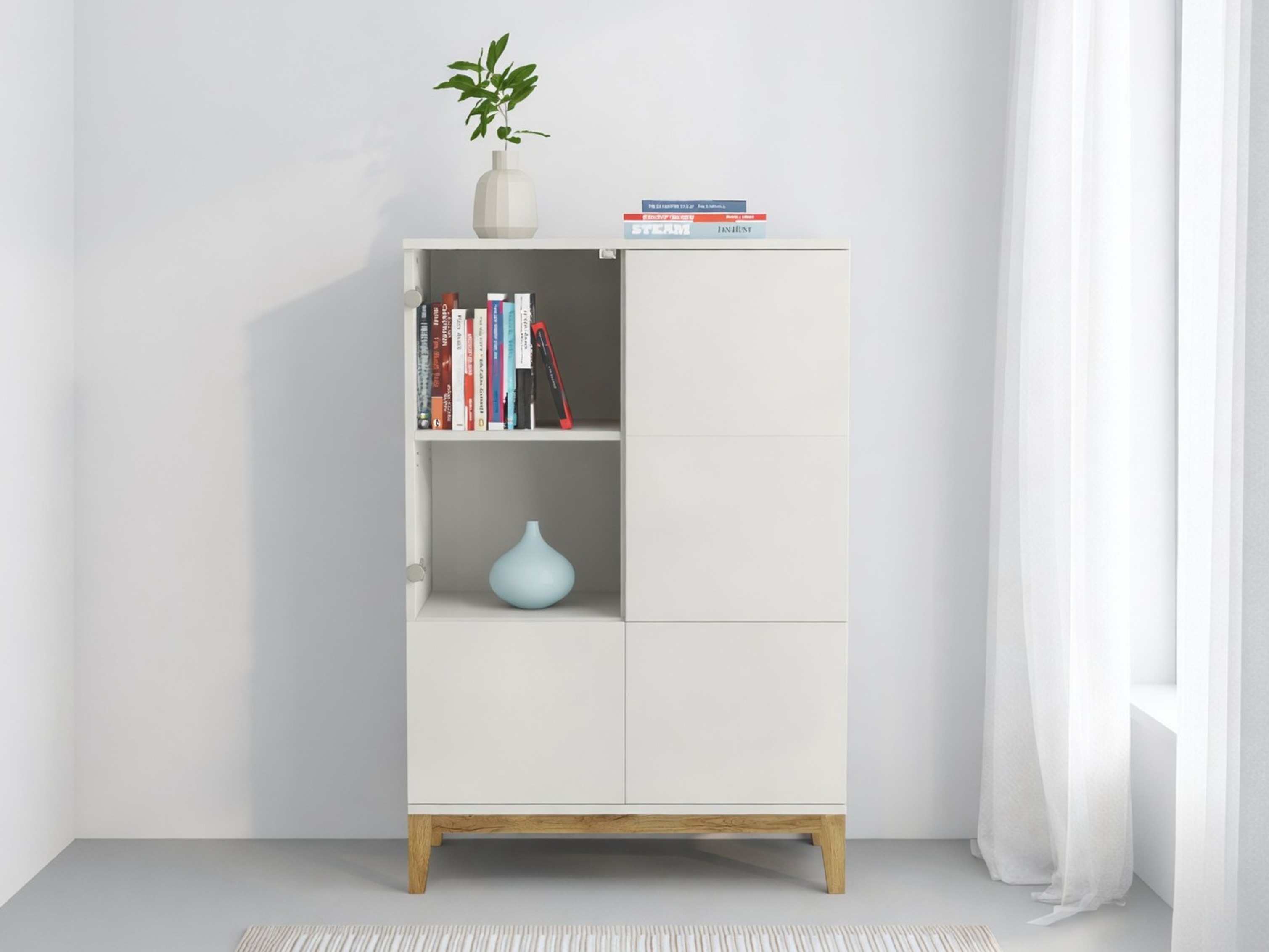 Aparador Felmelo 102 (Blanco + Roble wotan)