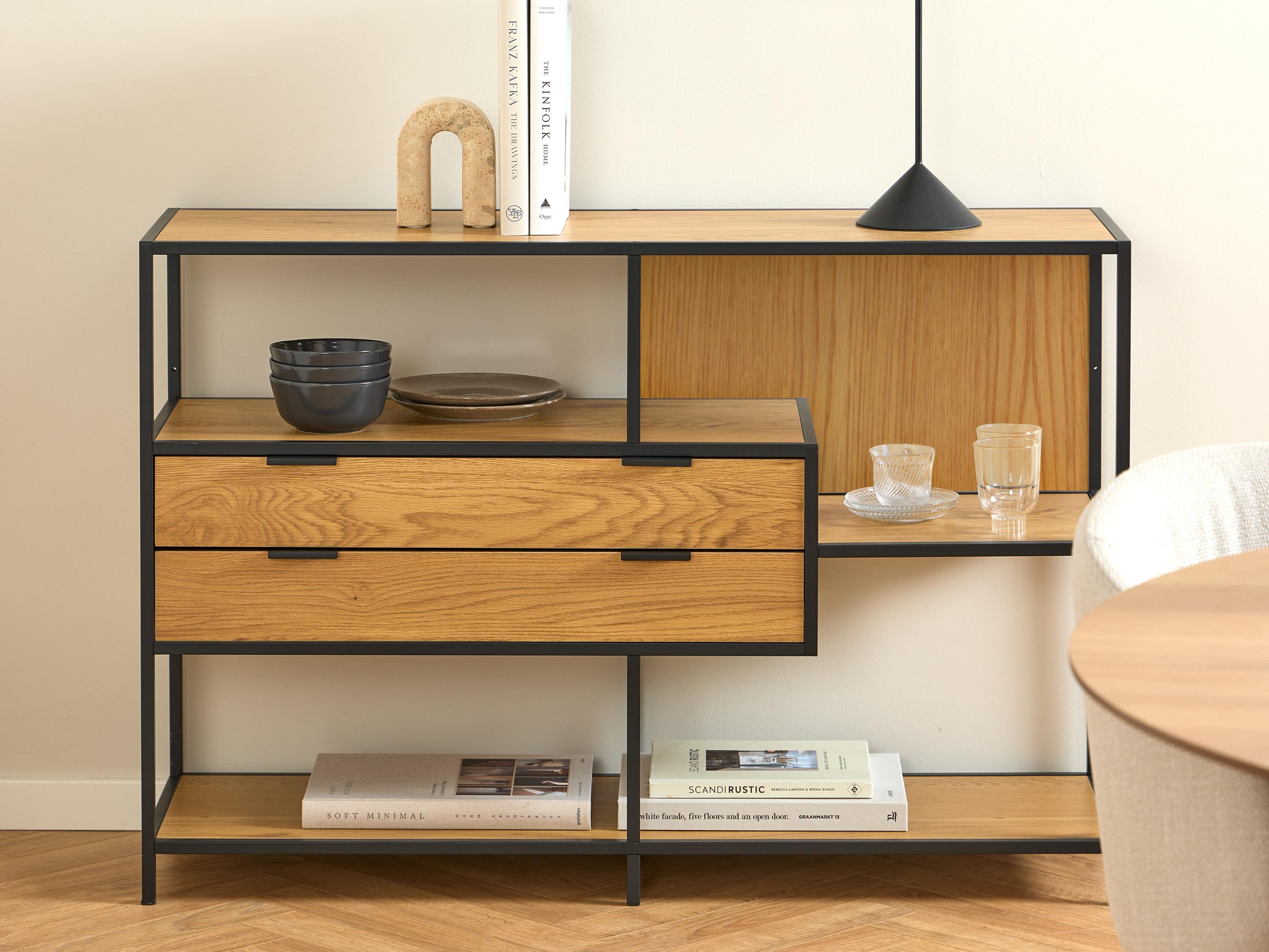 Estantería Norsica Sevferi 183 (Negro + Roble salvaje)