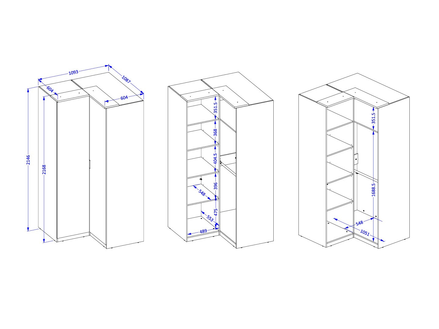 Armario de rincón Nolcala 107 (Roble + Beige)