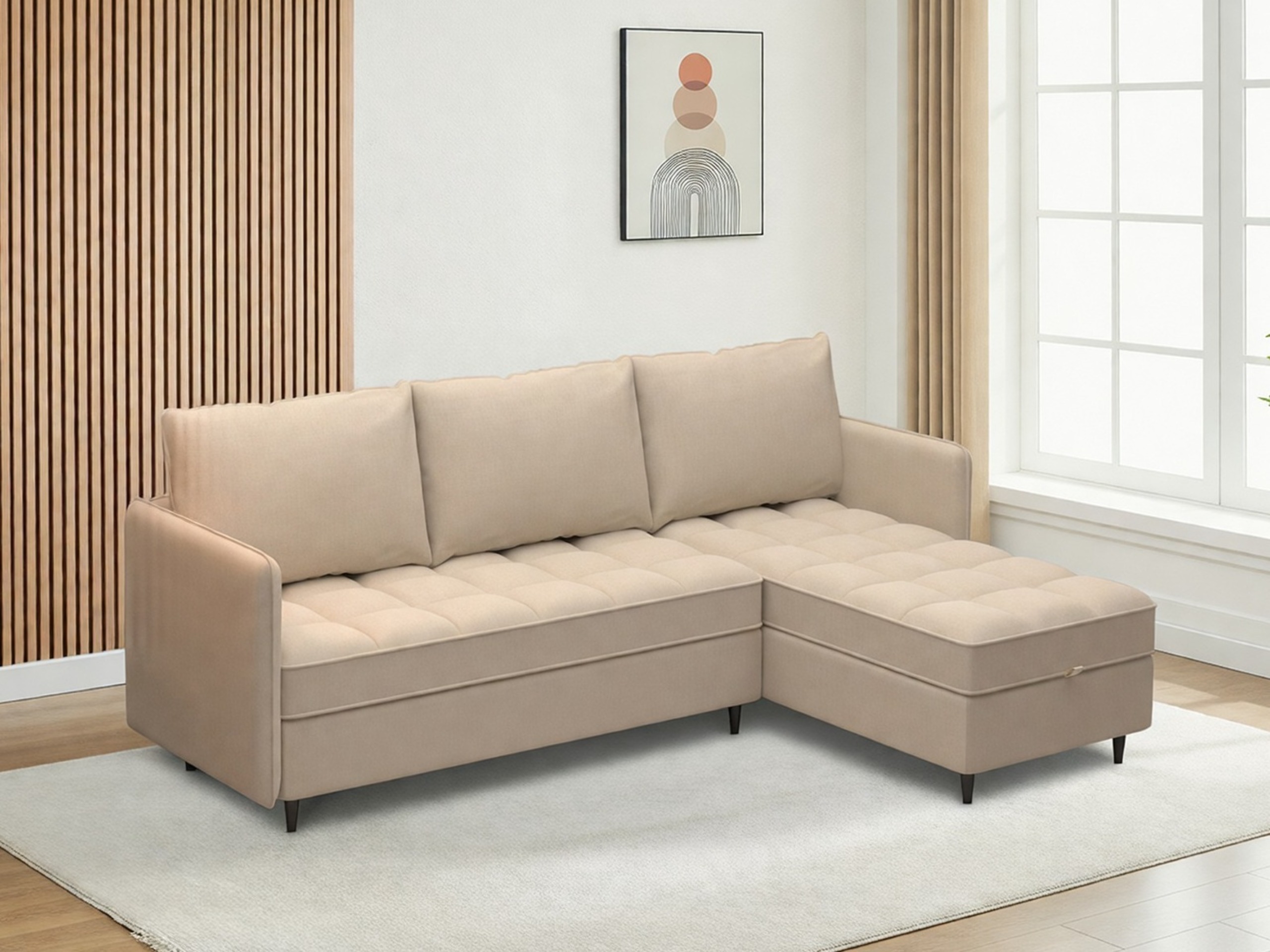Sofá rinconero Denton 1529 (Beige claro)