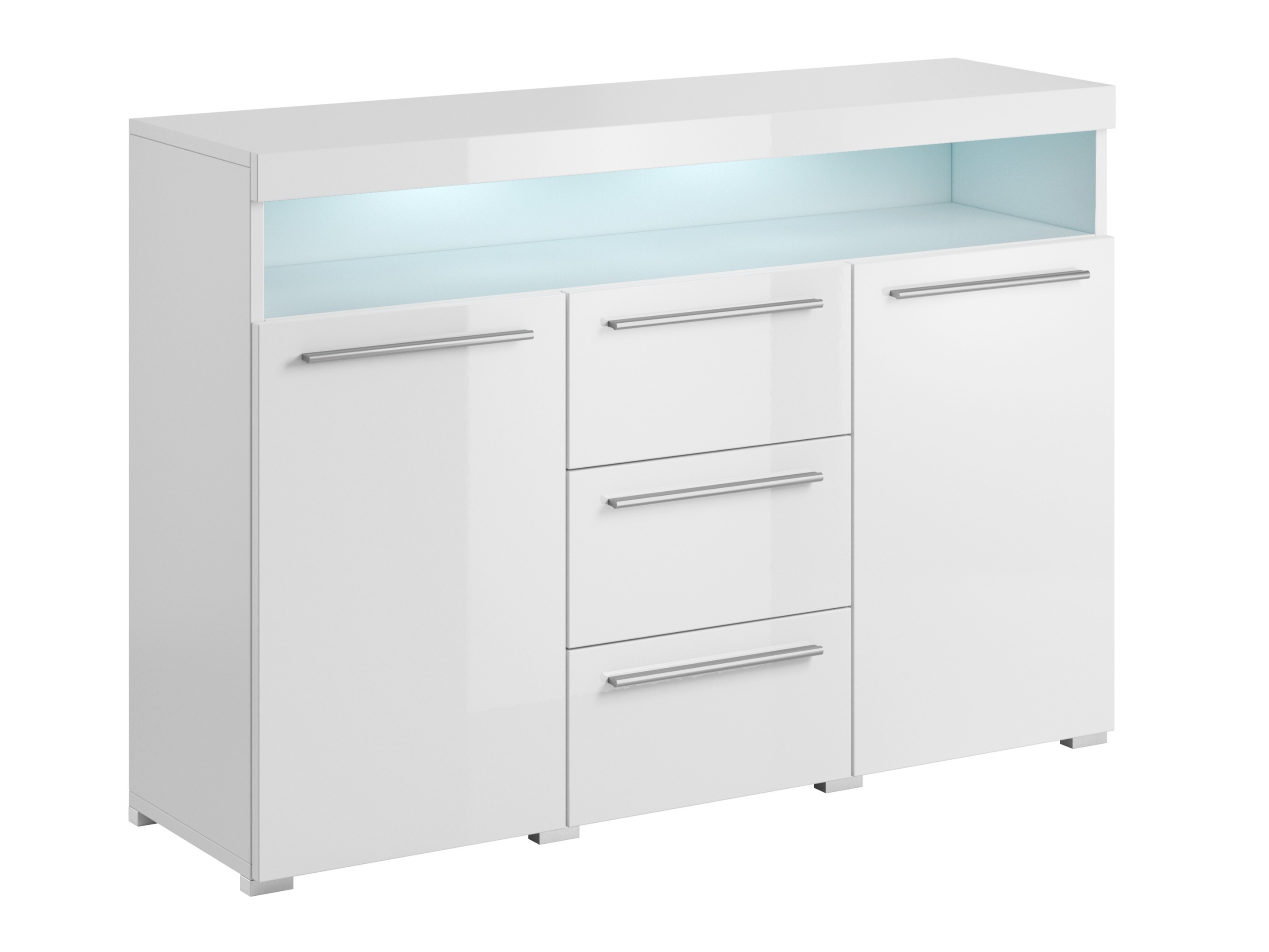 Cómoda Torvire 110 (Blanco + Blanco brillante)