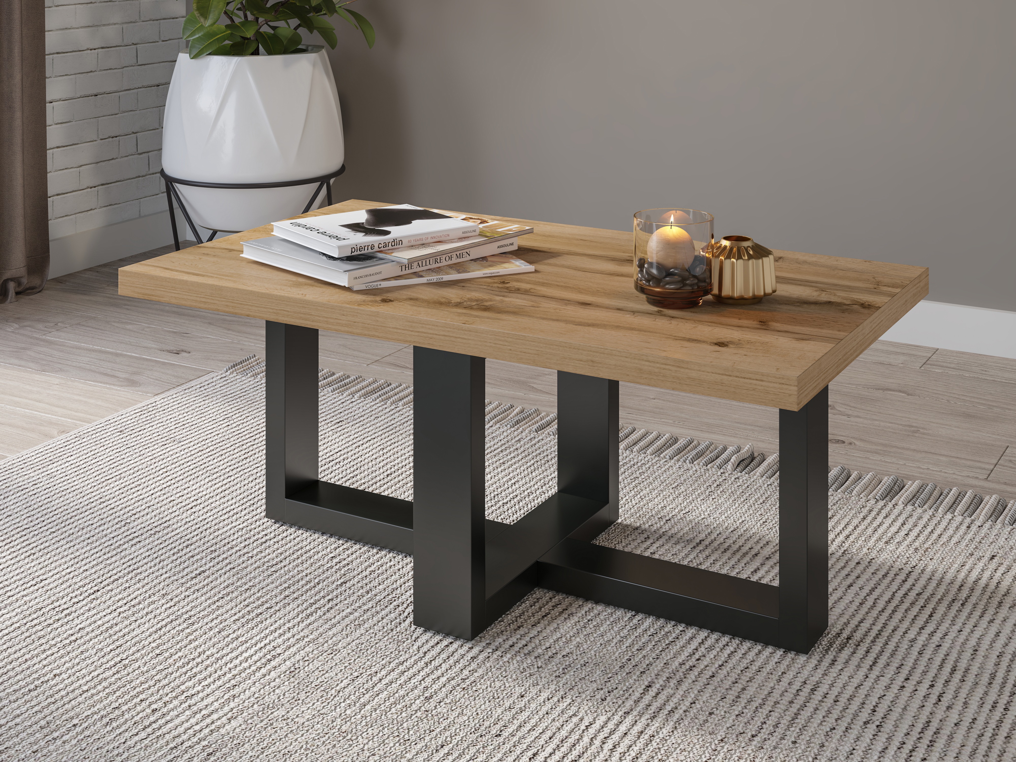 Mesa de centro Austin 317 (Negro + Roble wotan)