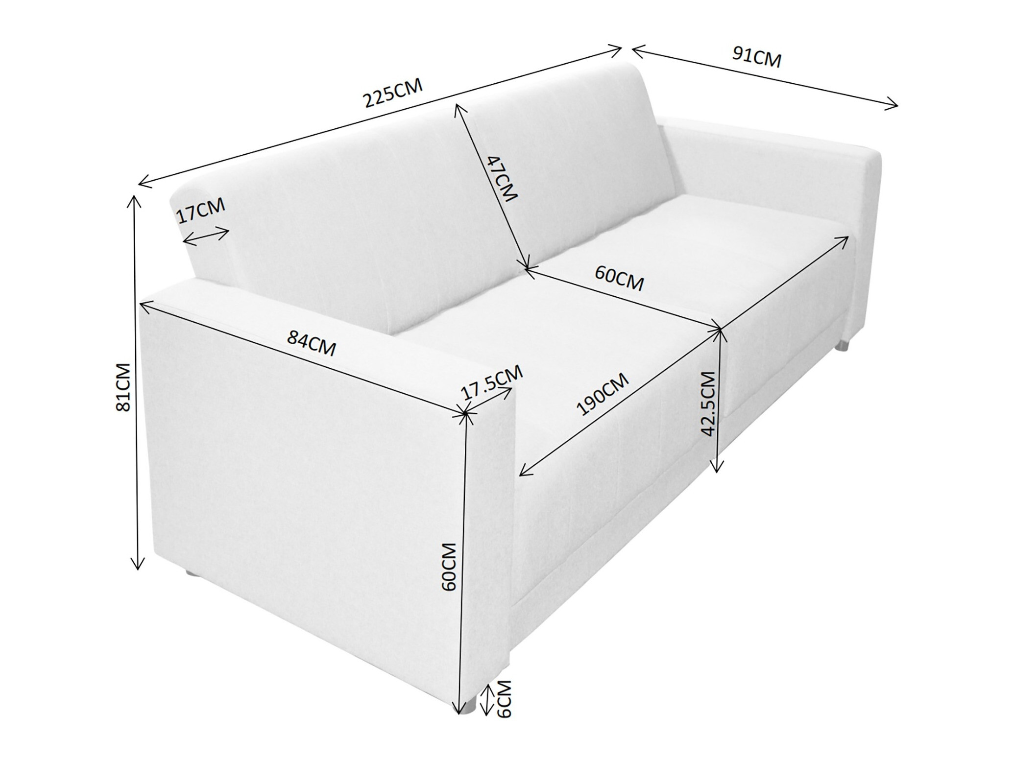 Sofá cama Tulsa 679 (Crema)