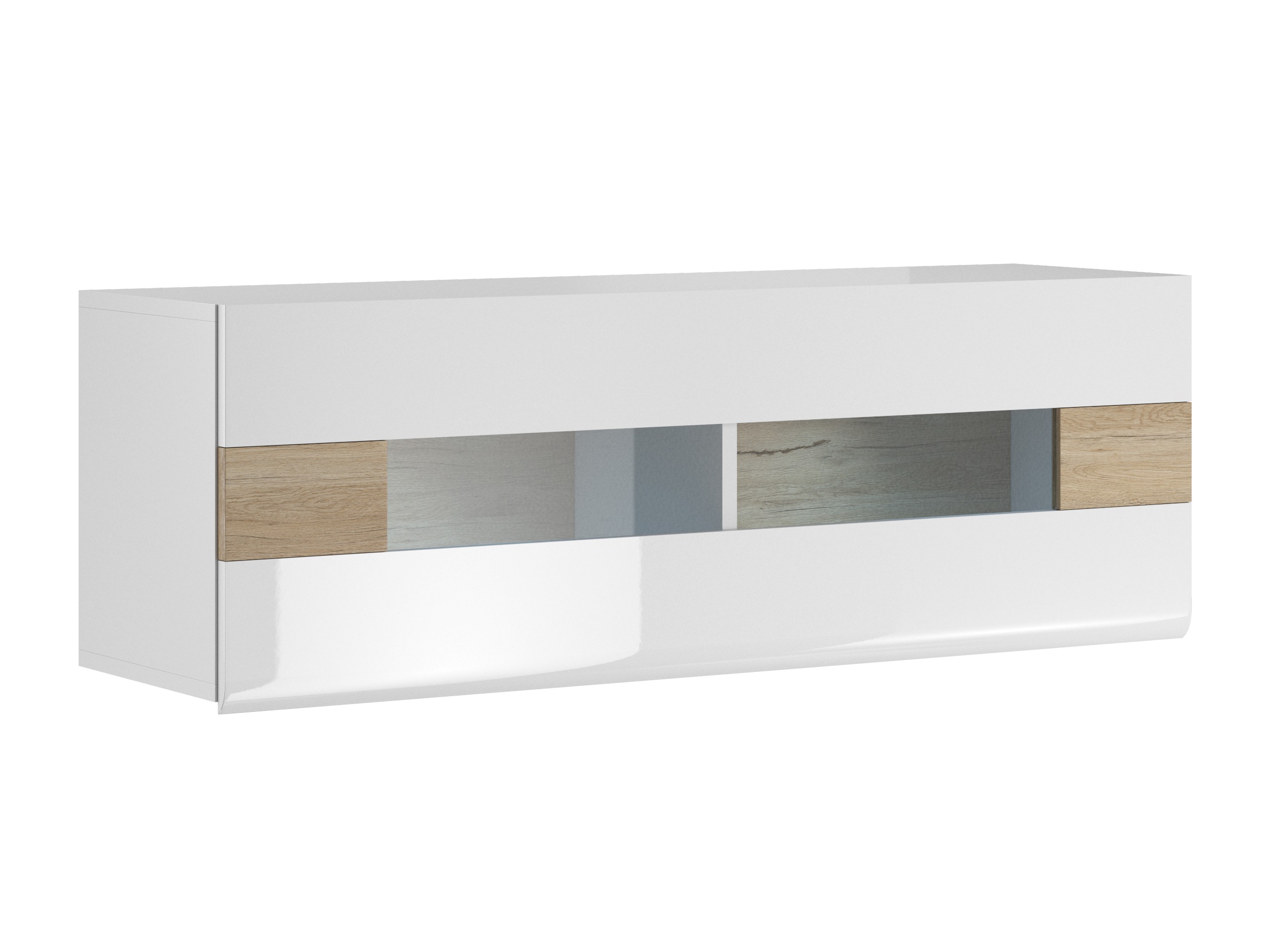 Armario de pared Torsone 116 (Blanco + Blanco brillante + Roble sanremo)
