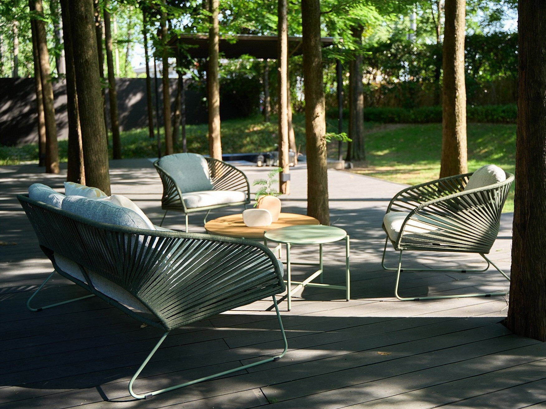 Conjunto de muebles de exterior Brea 298 (Gris + Verde)
