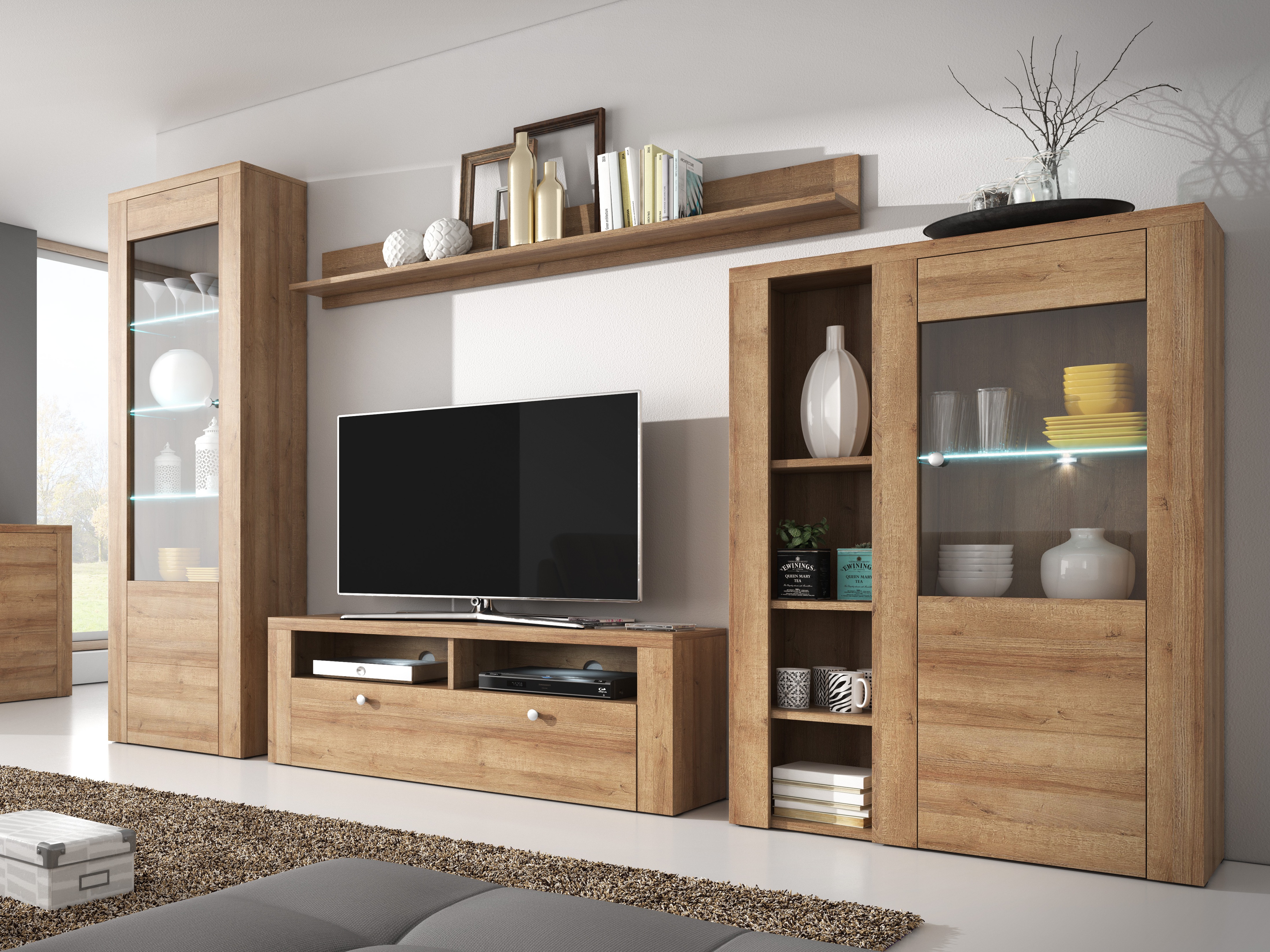 Estantería de pared Salelbo 101 (Riviera roble)