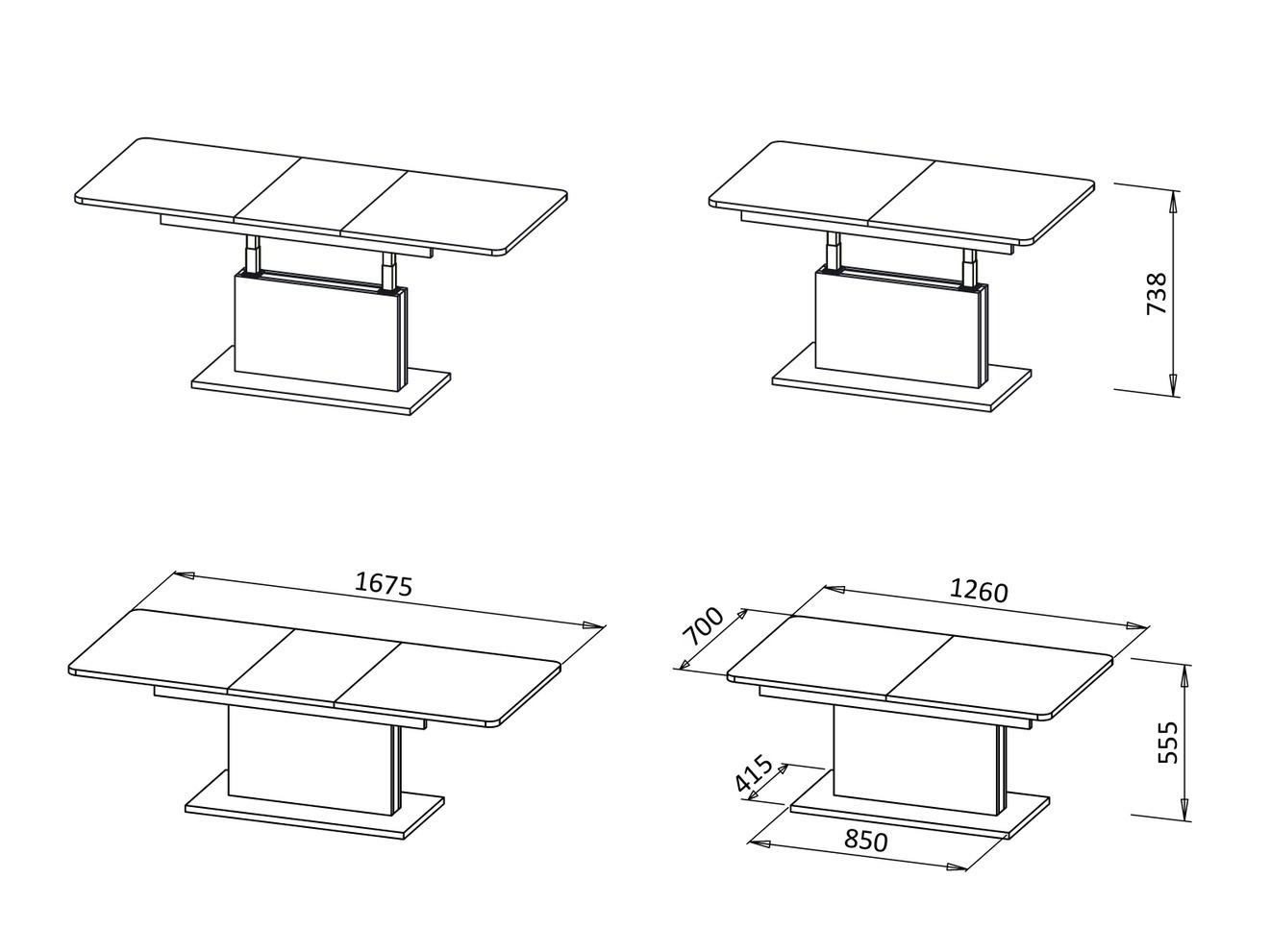 Mesa de centro convertible Houston 1253 (Roble wotan)