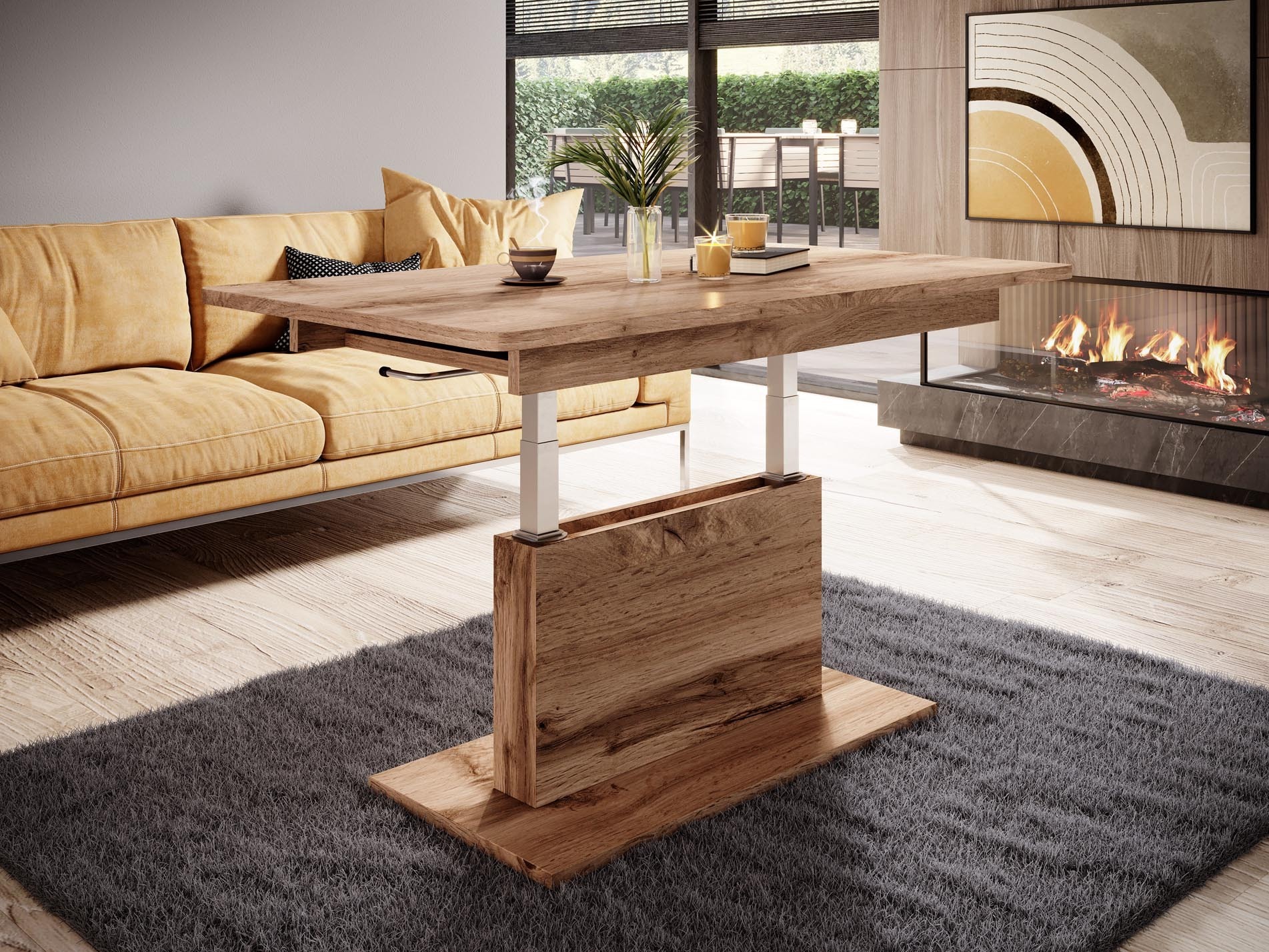 Mesa de centro convertible Houston 1253 (Roble wotan)