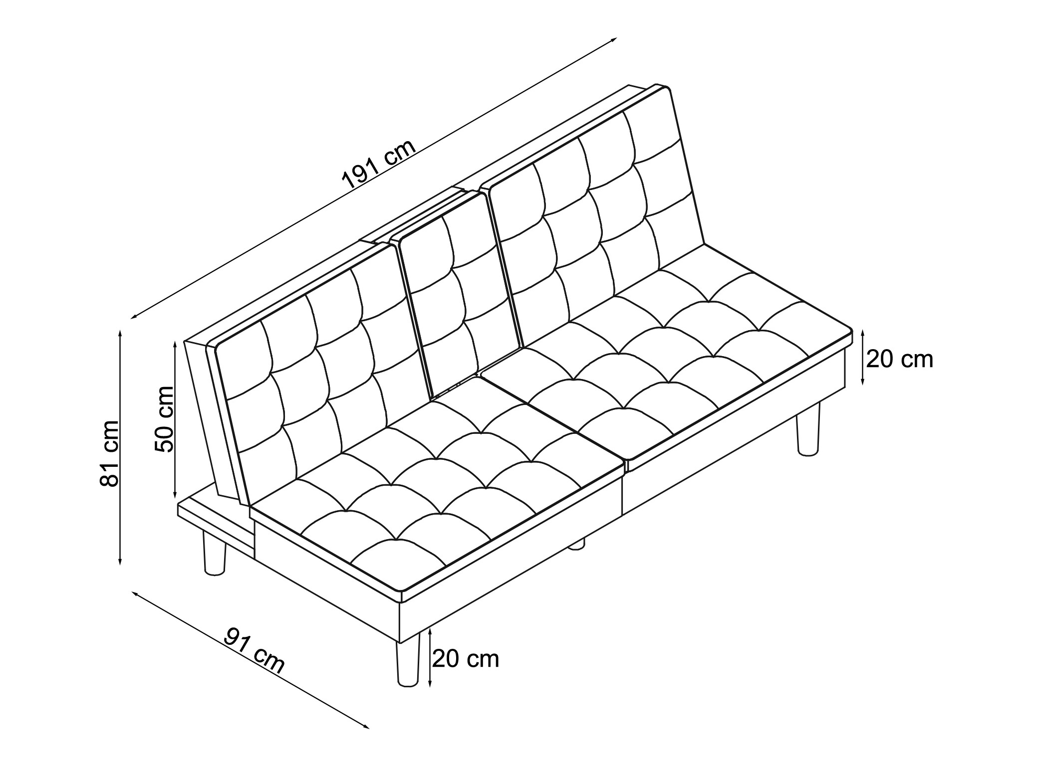 Sofá cama Tulsa 683 (Gris)