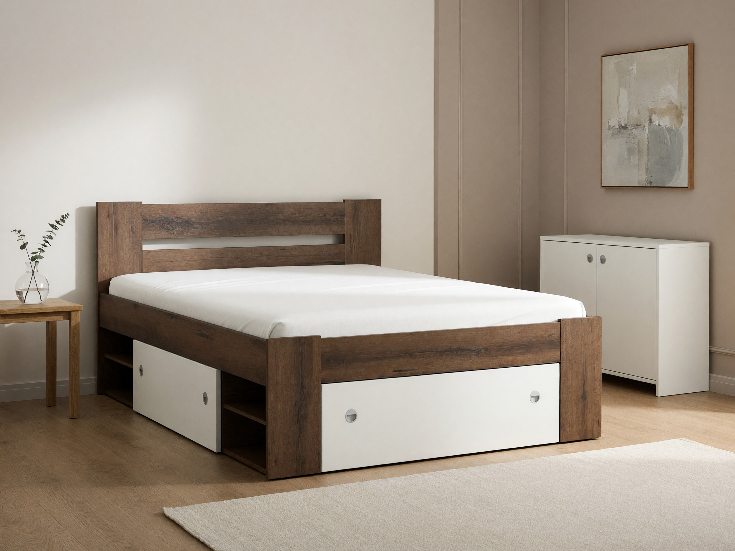 Cama Novsore 130 (Roble oscuro)