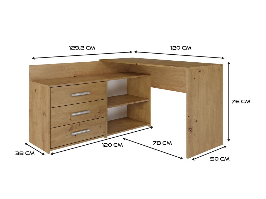 Mesa de ordenador esquinera Mandeville 131 (Roble Artisan)