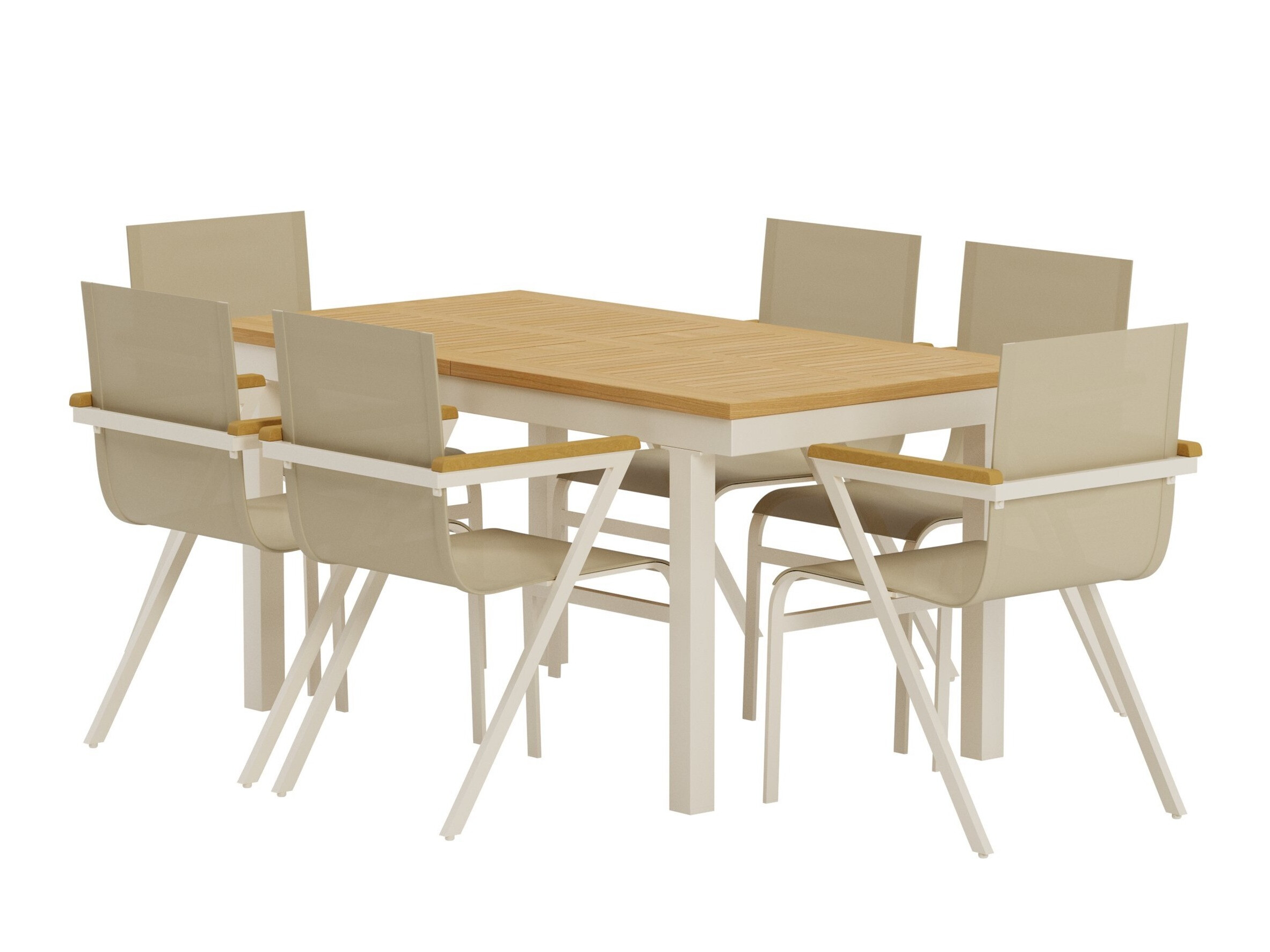 Conjunto de mesa y sillas Dallas 5203 (Teca + Beige)