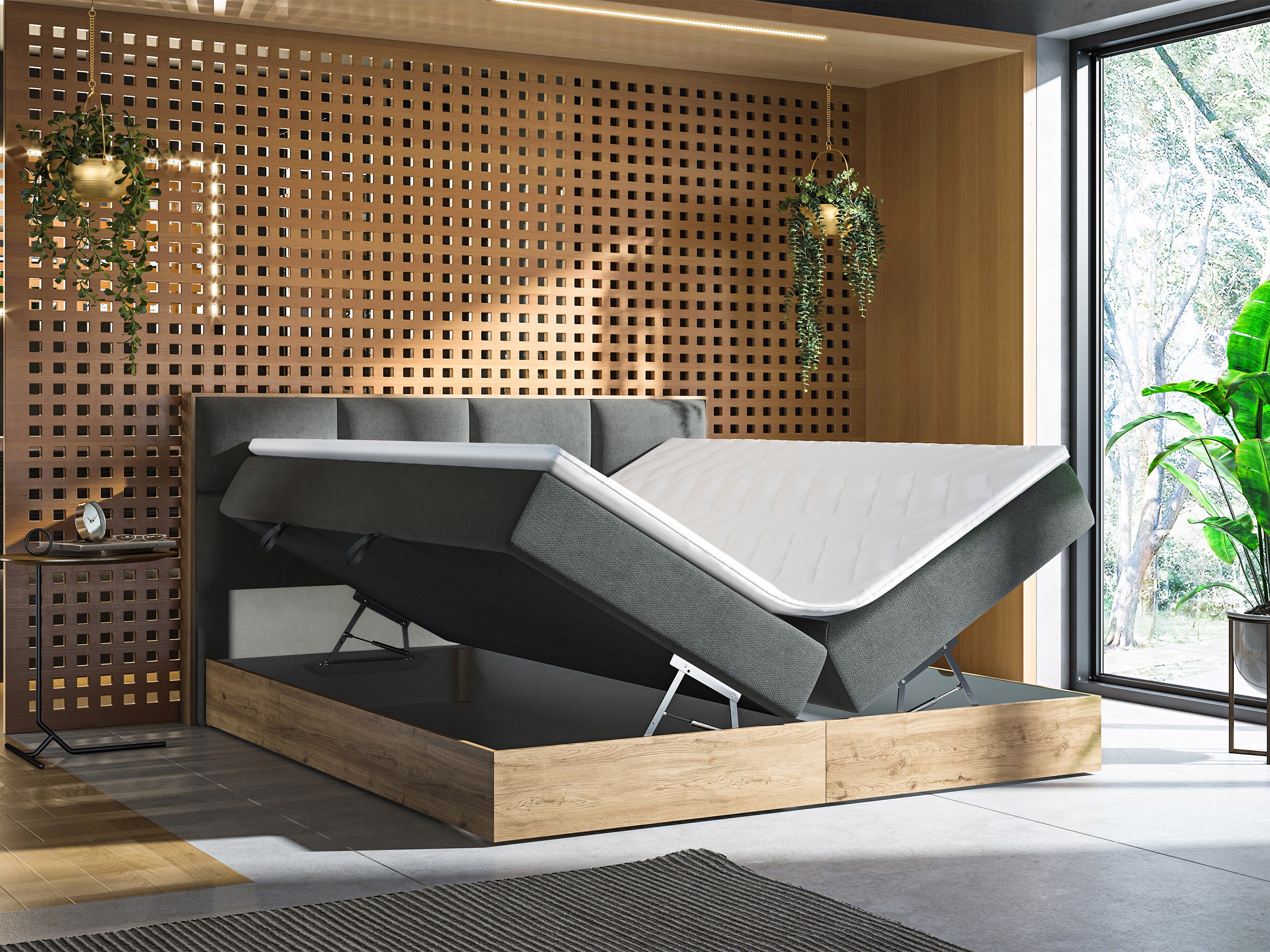 Cama continental ComfiDream Miraena (Roble dorado + Soro 97)