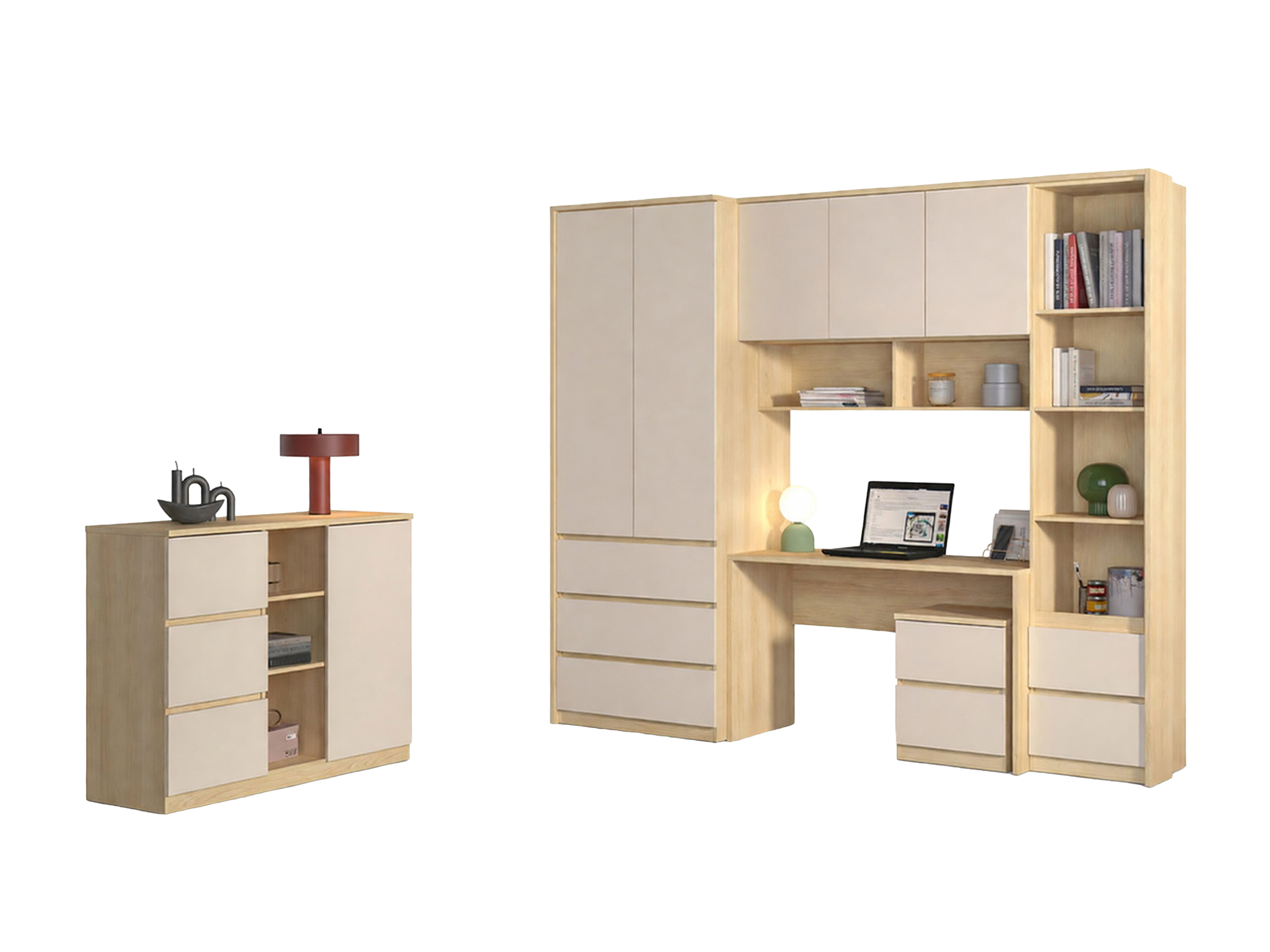 Conjuntos de muebles Nolcala 122 (Roble + Beige)