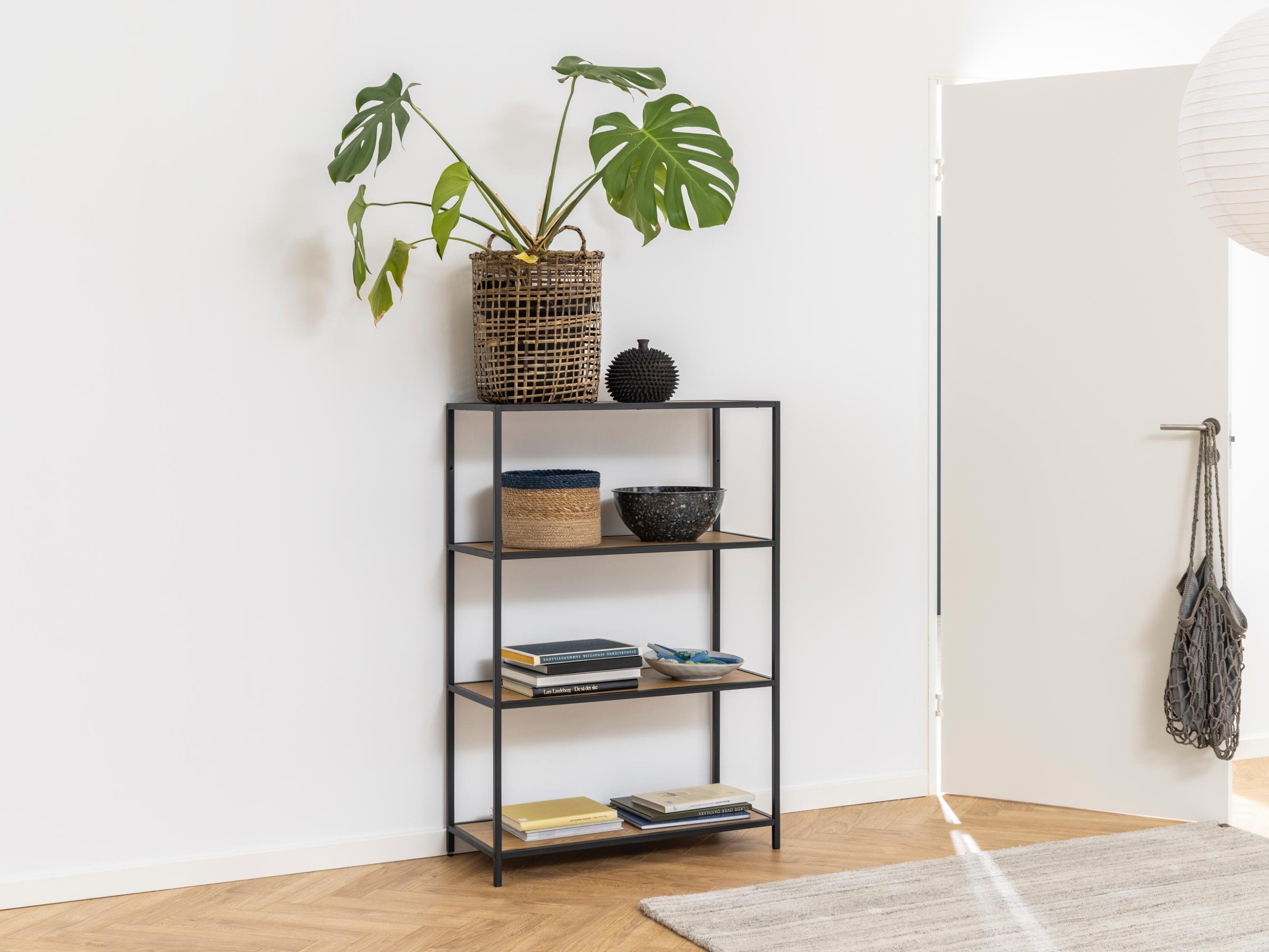 Estantería Norsica Sevferi 105 (Roble salvaje + Negro)