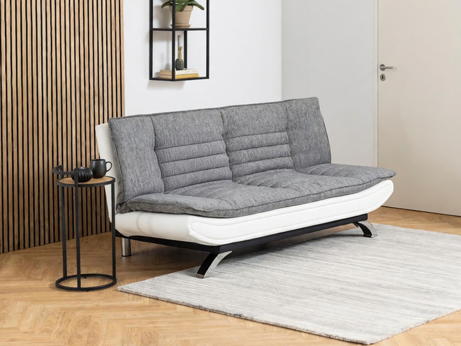 Sofá cama Norsica 228 (Blanco + Gris claro)