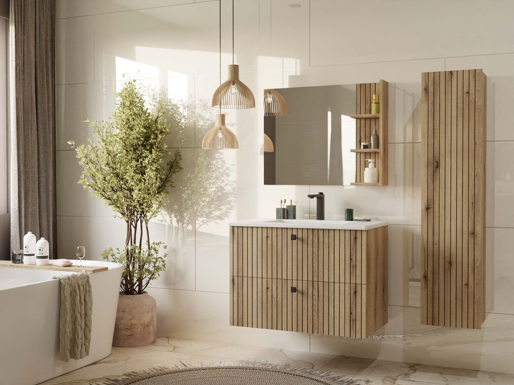Armario de baño colgante para lavabo Mandeville 315 (Roble)