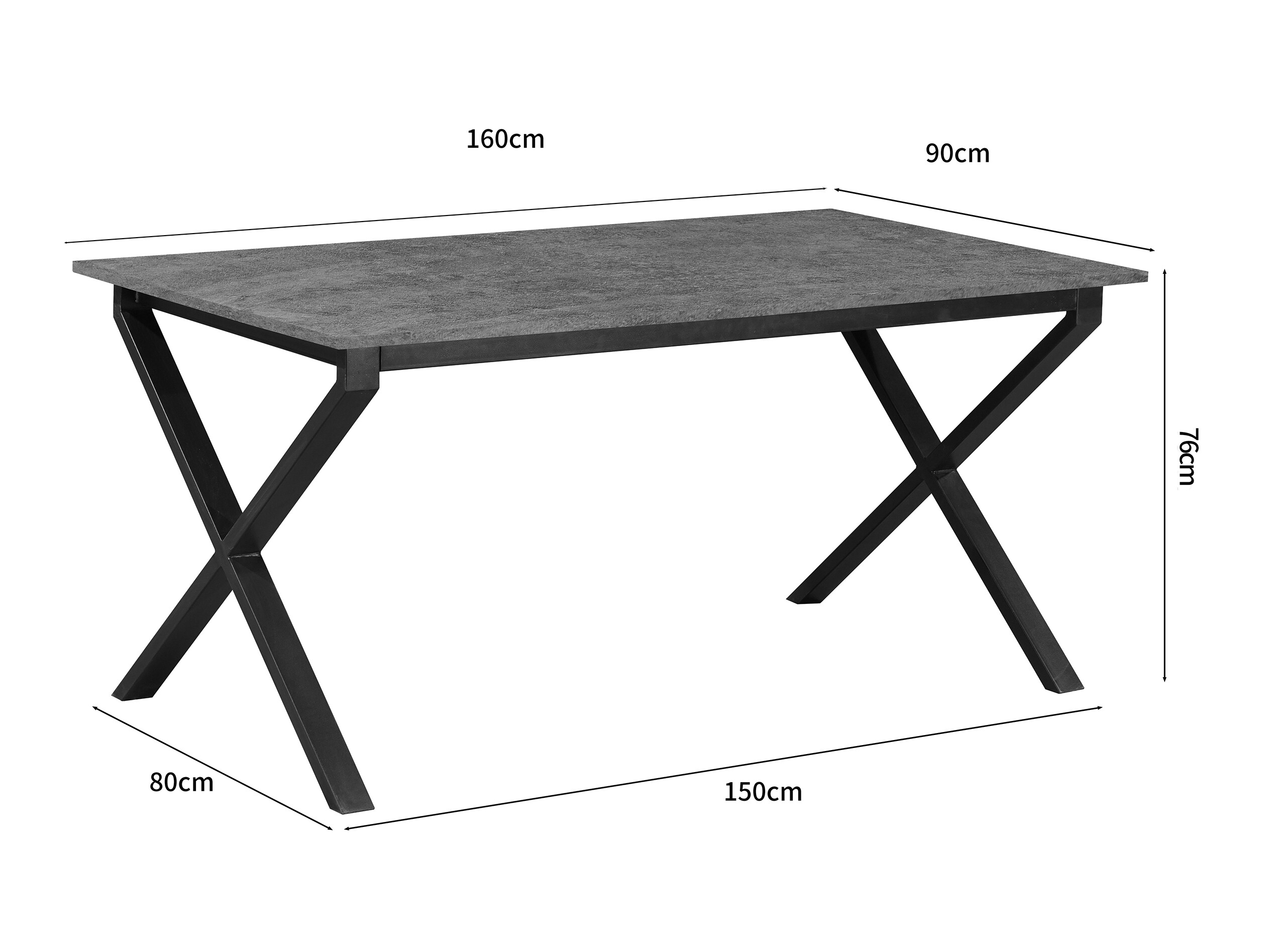 Mesa Denton 1555 (Negro + Hormigón)