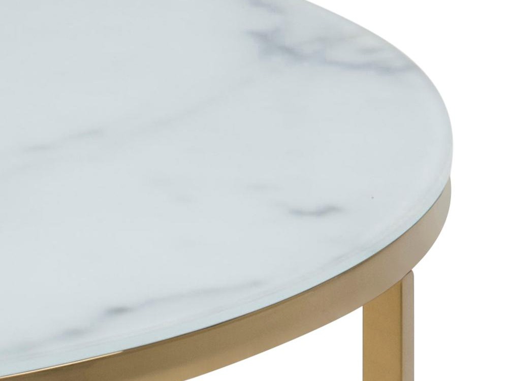 Mesa de centro Norsica 554 (Dorado + Mármol blanco)
