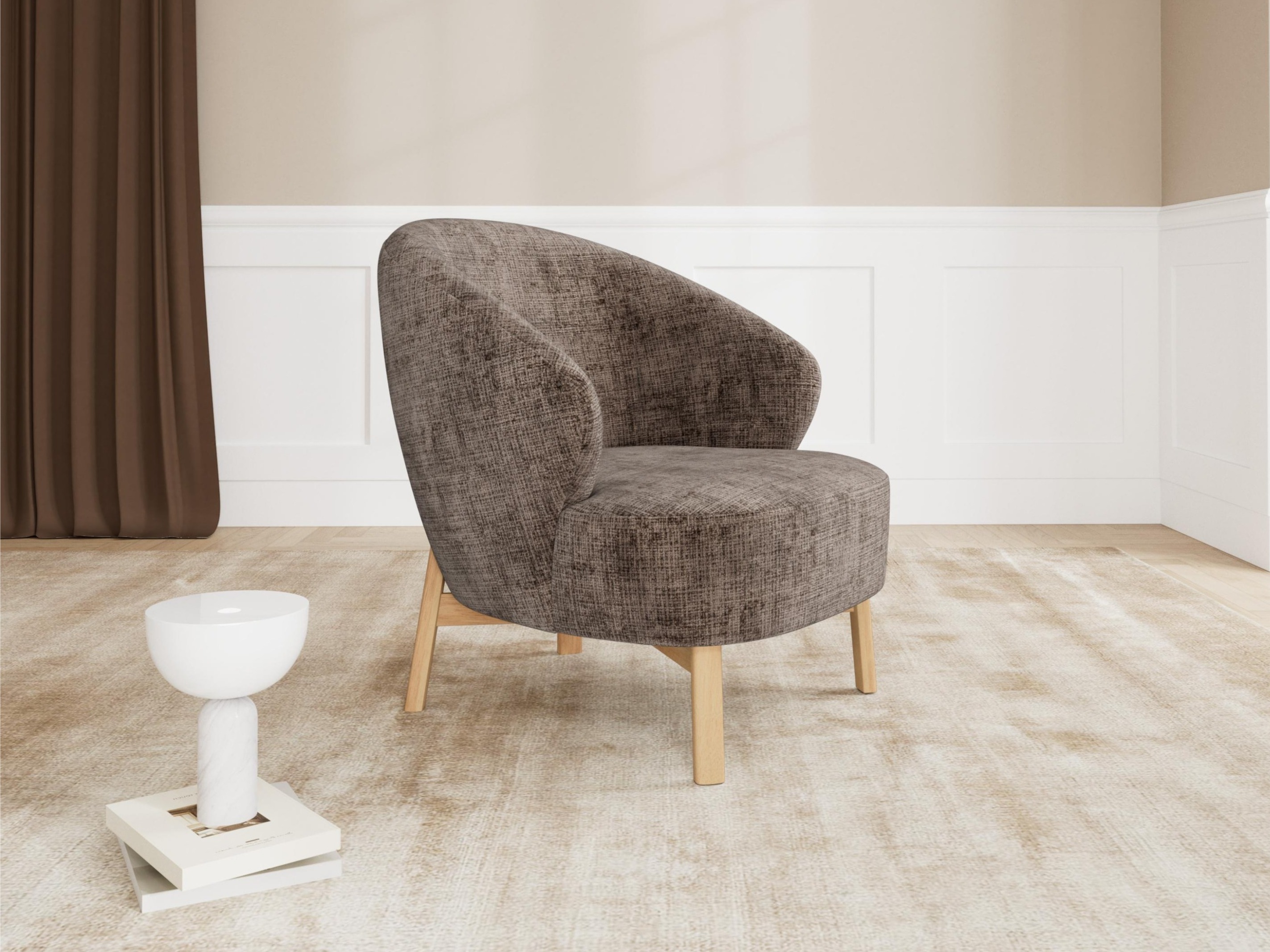 Sillón Norsica 1064 (Marrón oscuro + Roble)
