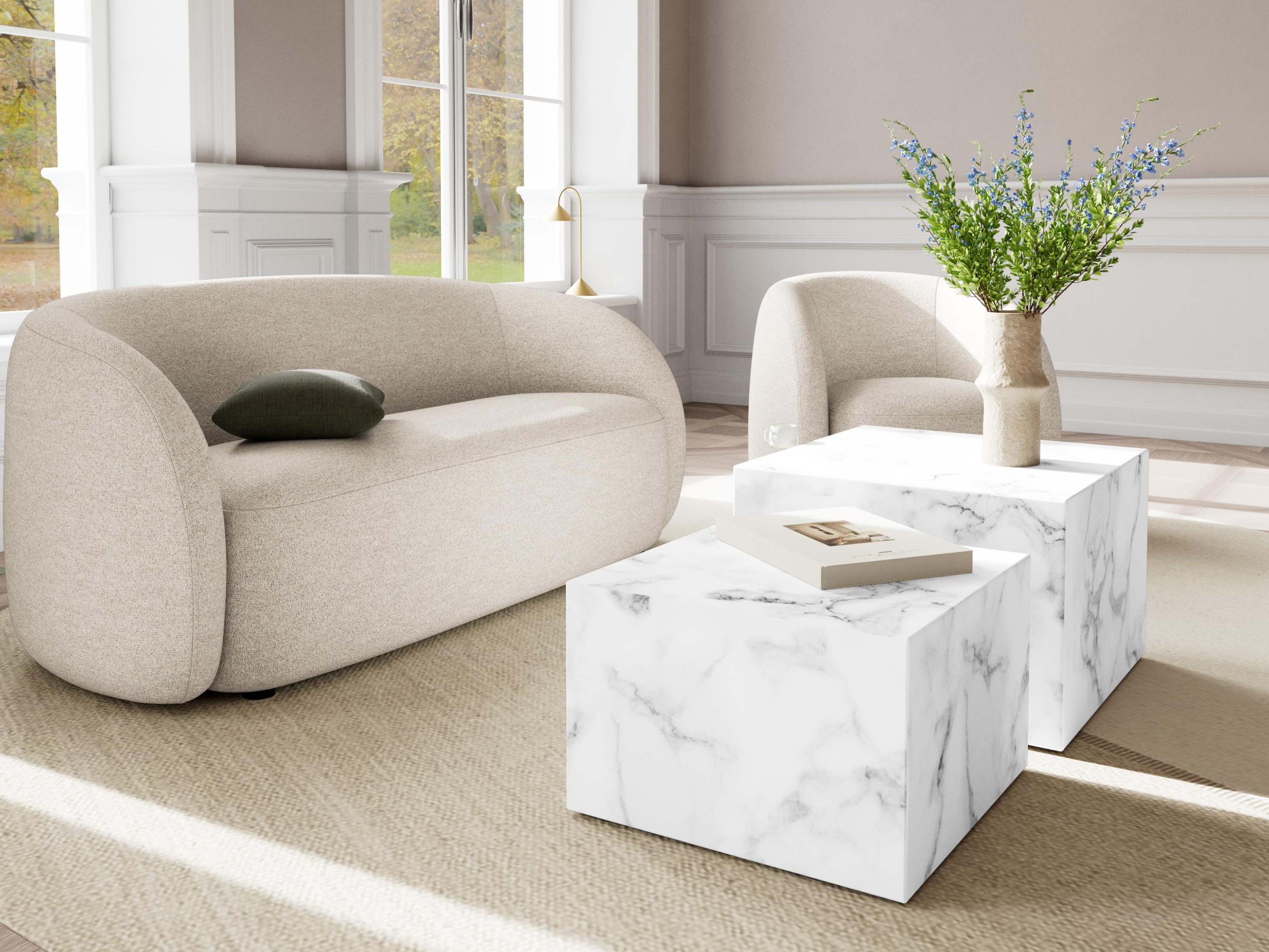 Conjunto mesa de centro Norsica 603 (Mármol blanco)