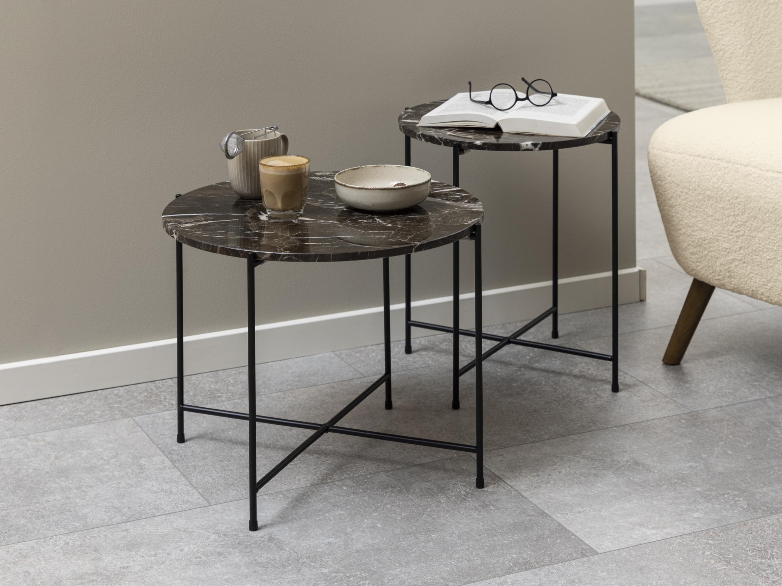 Mesa auxiliar Norsica 609 (Mármol marrón + Negro)
