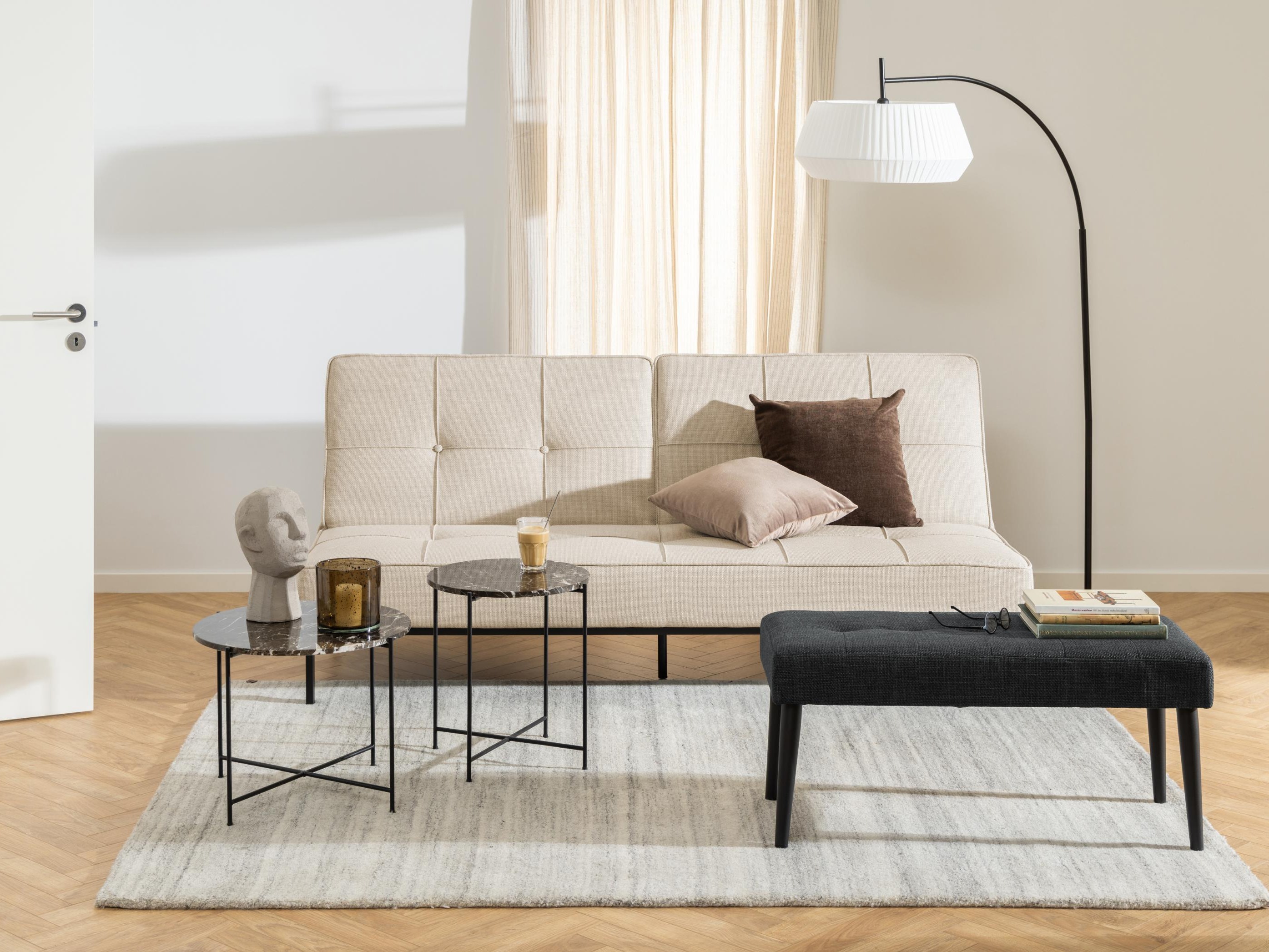 Mesa auxiliar Norsica 609 (Mármol marrón + Negro)