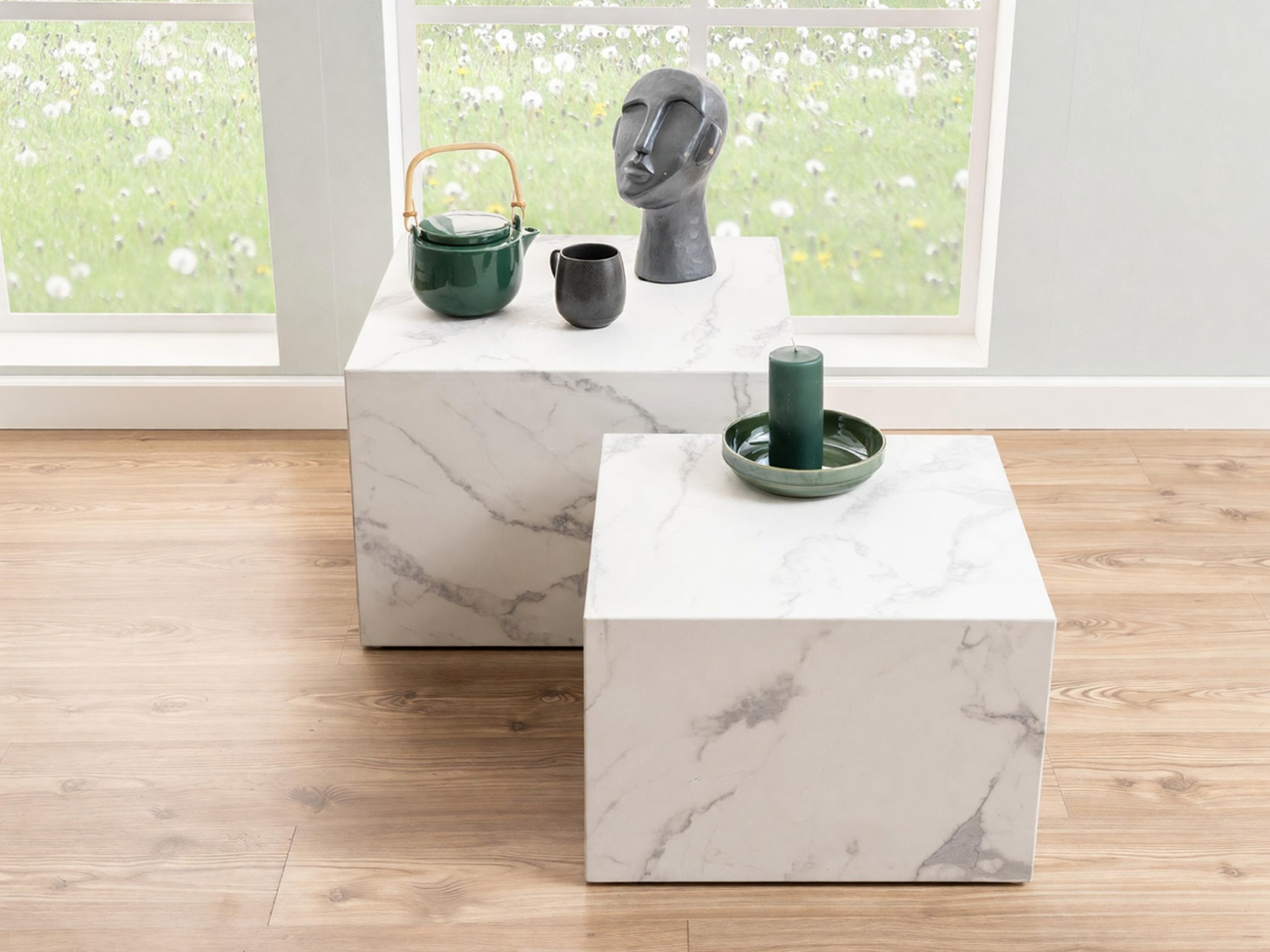 Conjunto mesa de centro Norsica 603 (Mármol blanco)