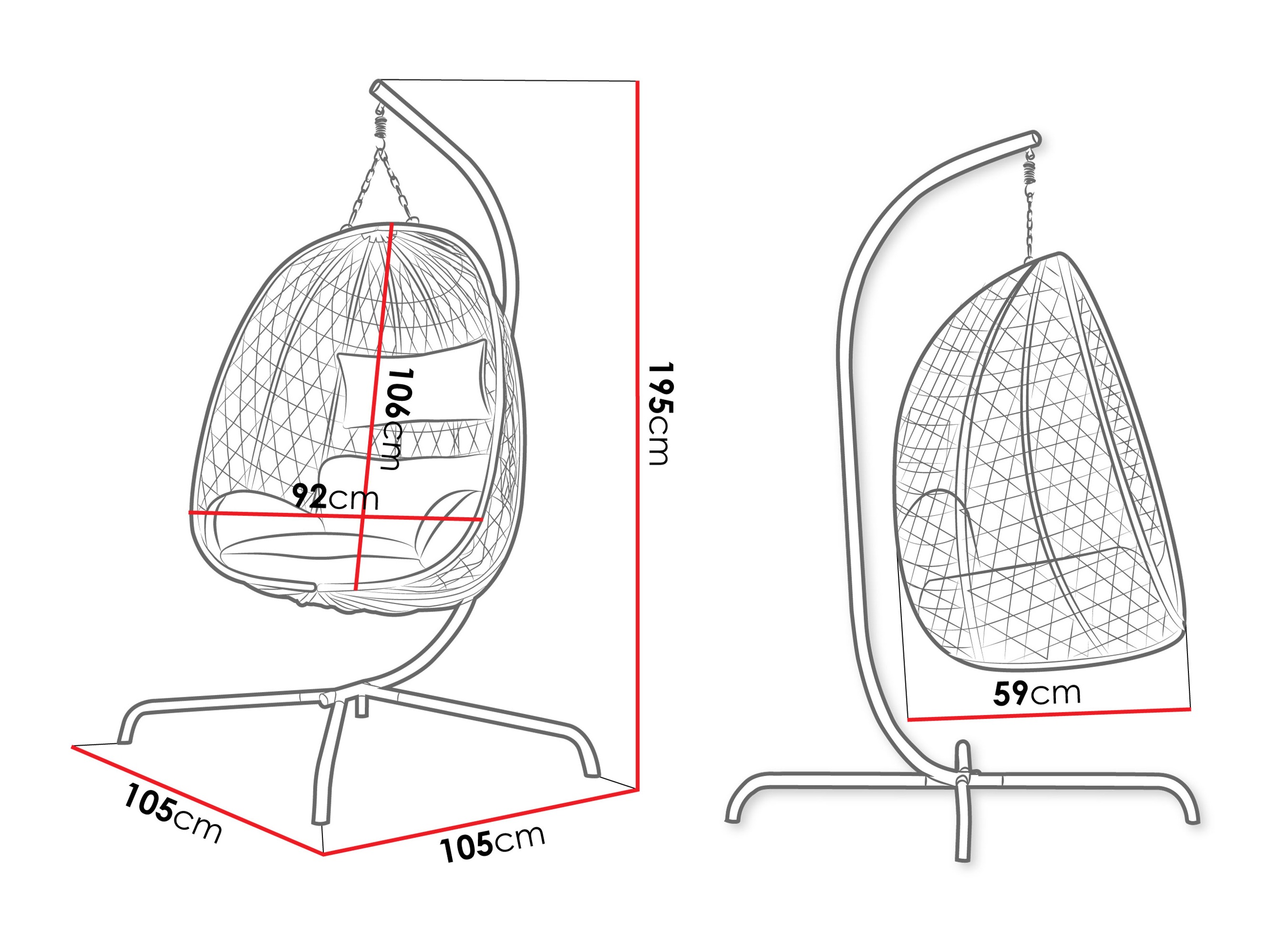 Silla colgante Magistra (Gris oscuro + Negro)