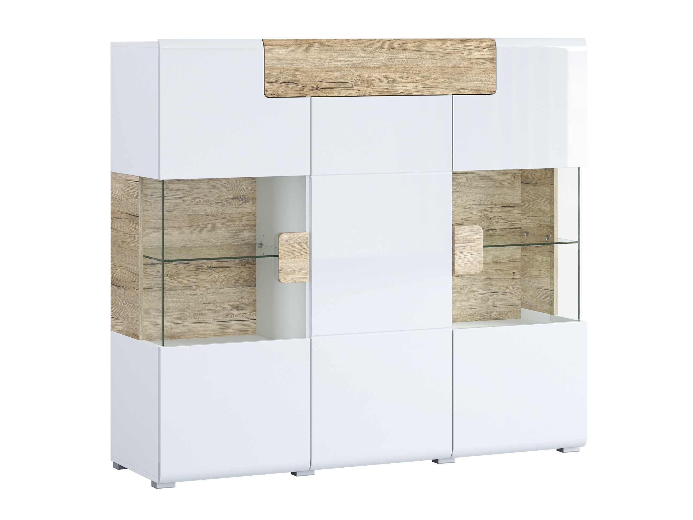 Aparador Torsone 100 (Blanco + Blanco brillante + Roble sanremo)