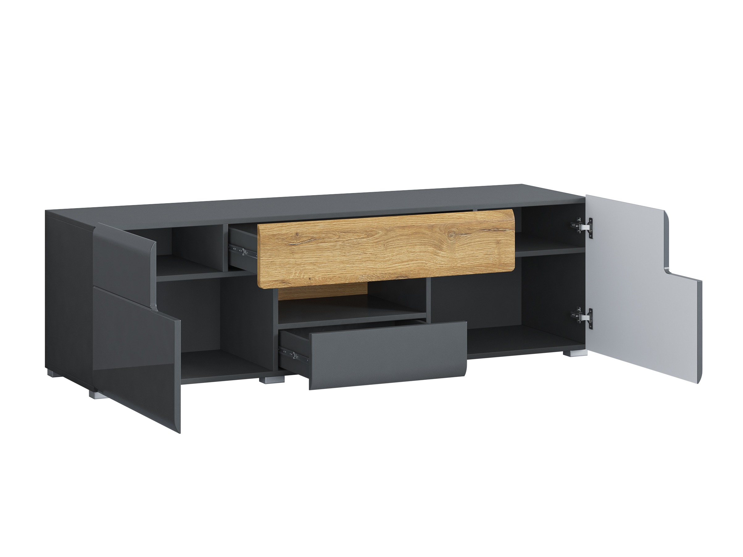 Mueble TV Torsone 101 (Antracita + Gloss antracita + Roble nieto)