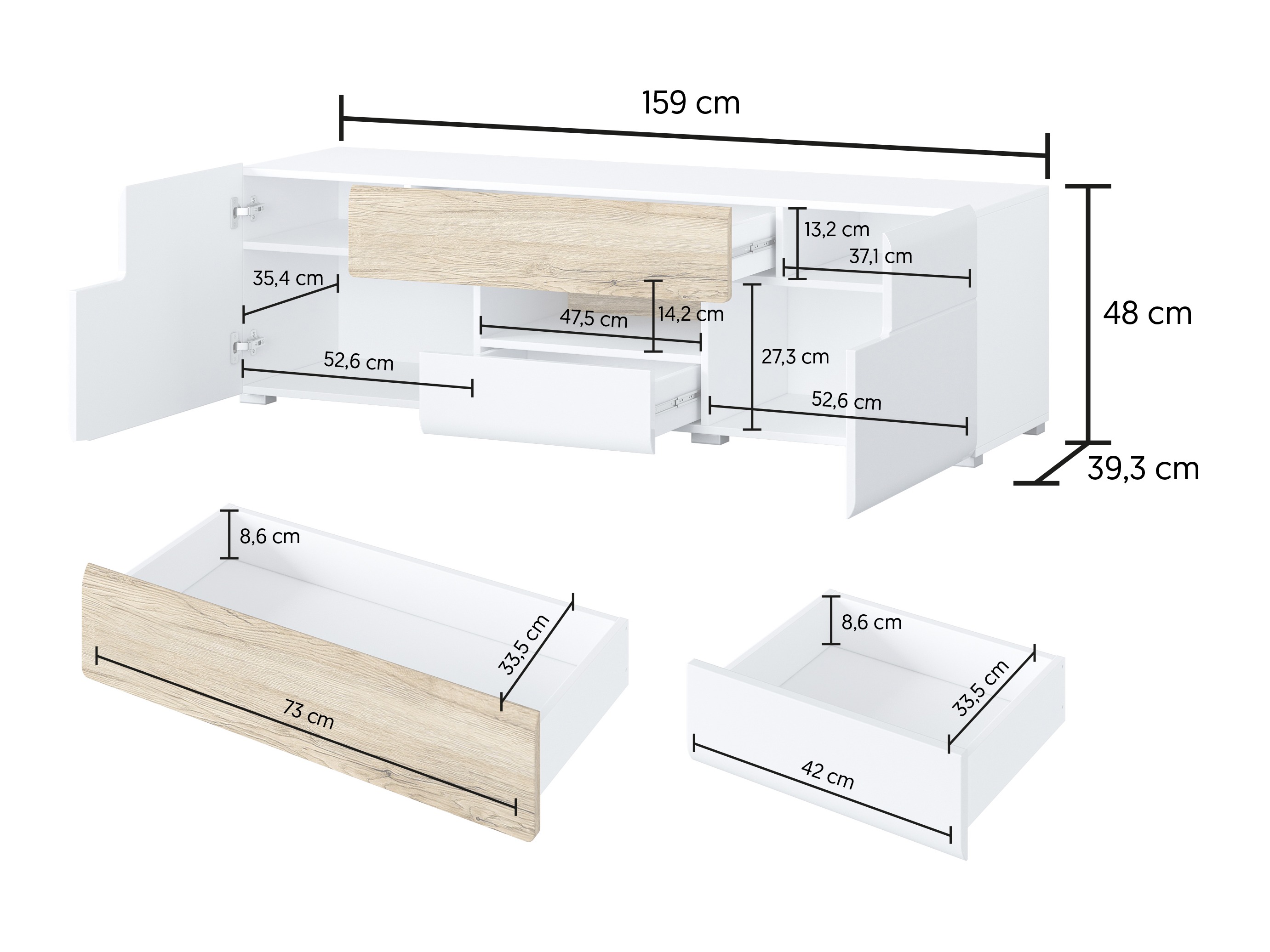 Mueble TV Torsone 101 (Antracita + Gloss antracita + Roble nieto)