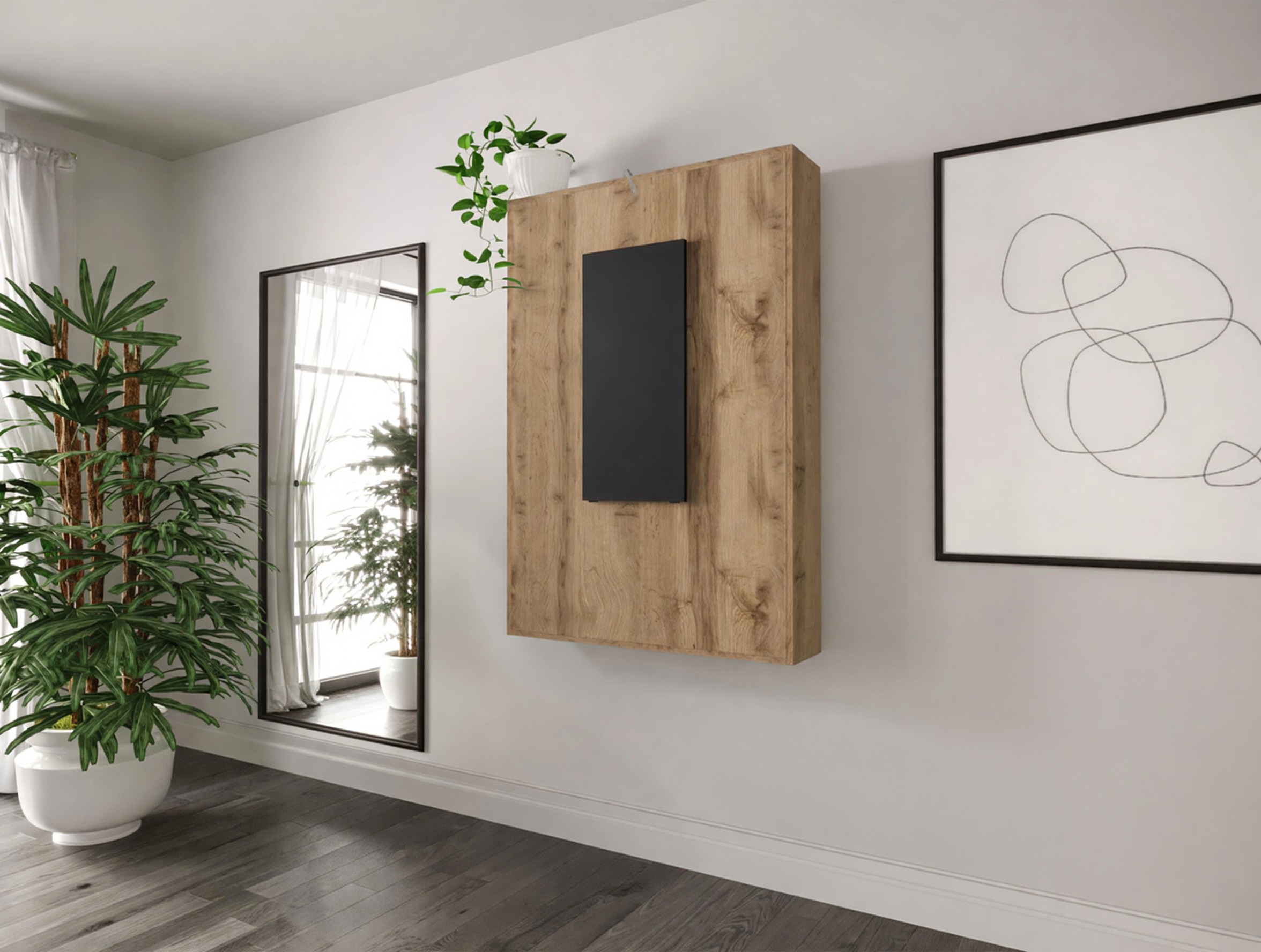 Mesa plegable Pinis III (Negro + Roble wotan)