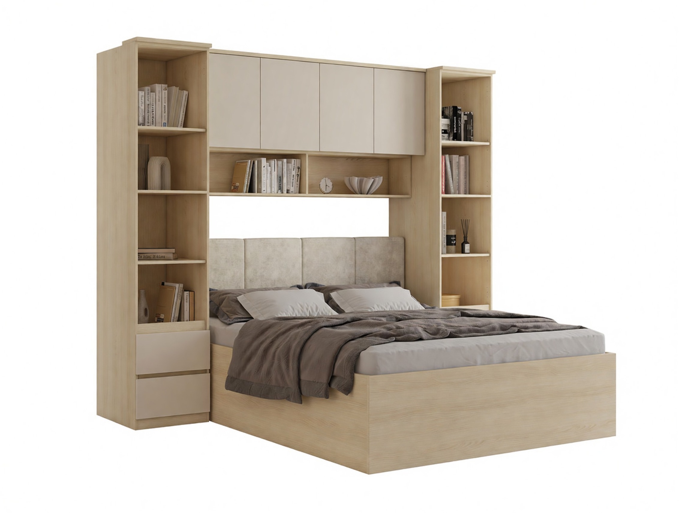 Conjunto de dormitorio Nolcala 124 (Roble + Beige)