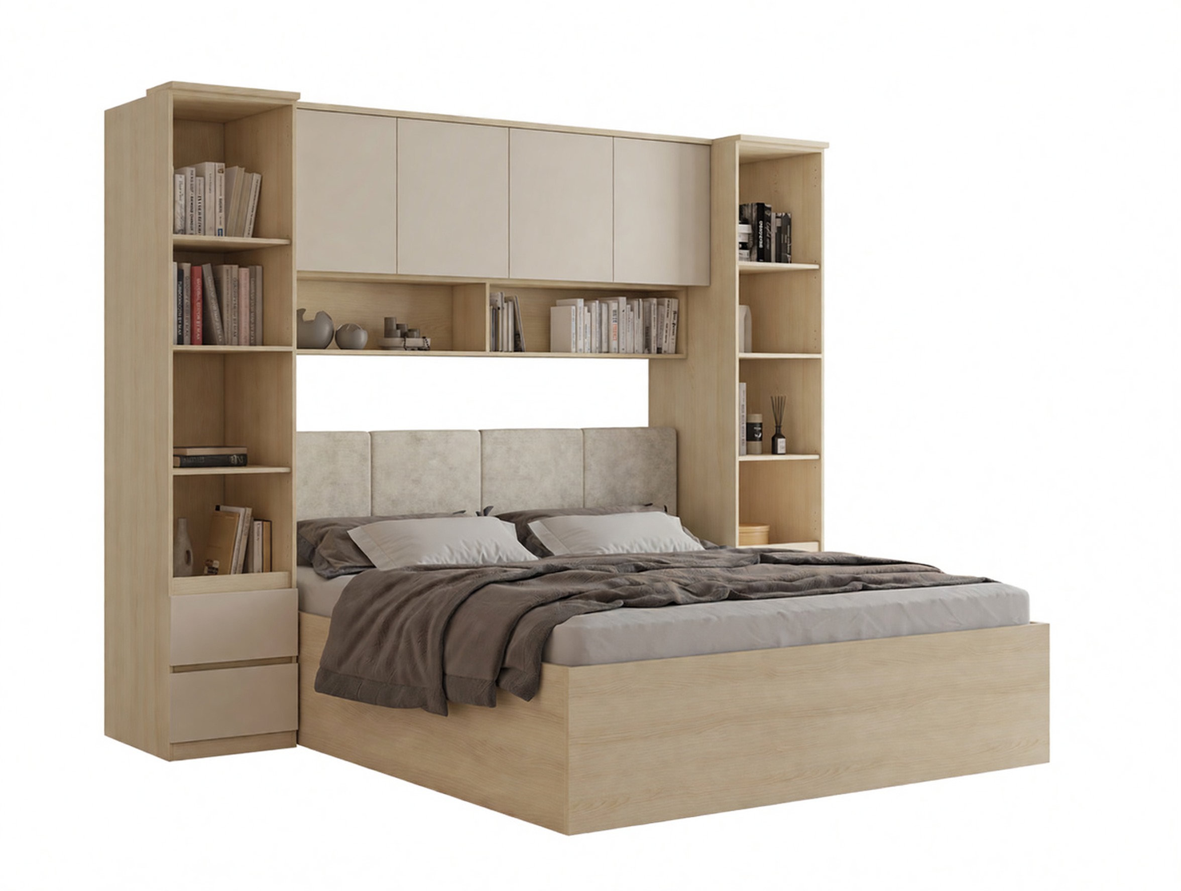 Conjunto de dormitorio Nolcala 124 (Roble + Beige)