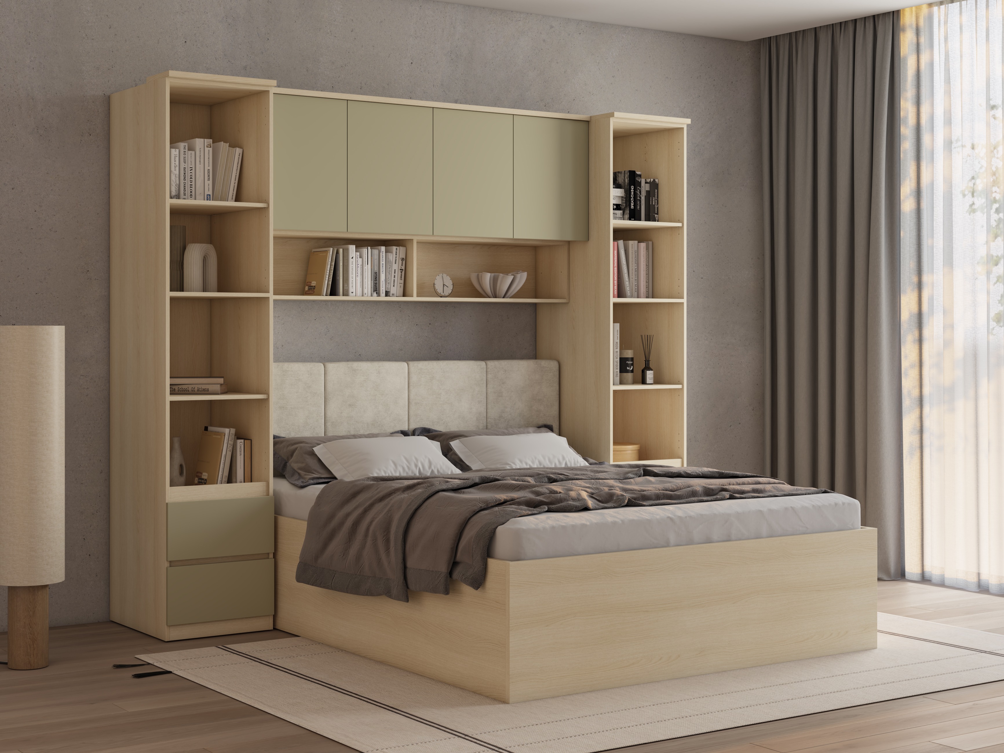 Conjunto de dormitorio Nolcala 124 (Roble + Eucalipto)