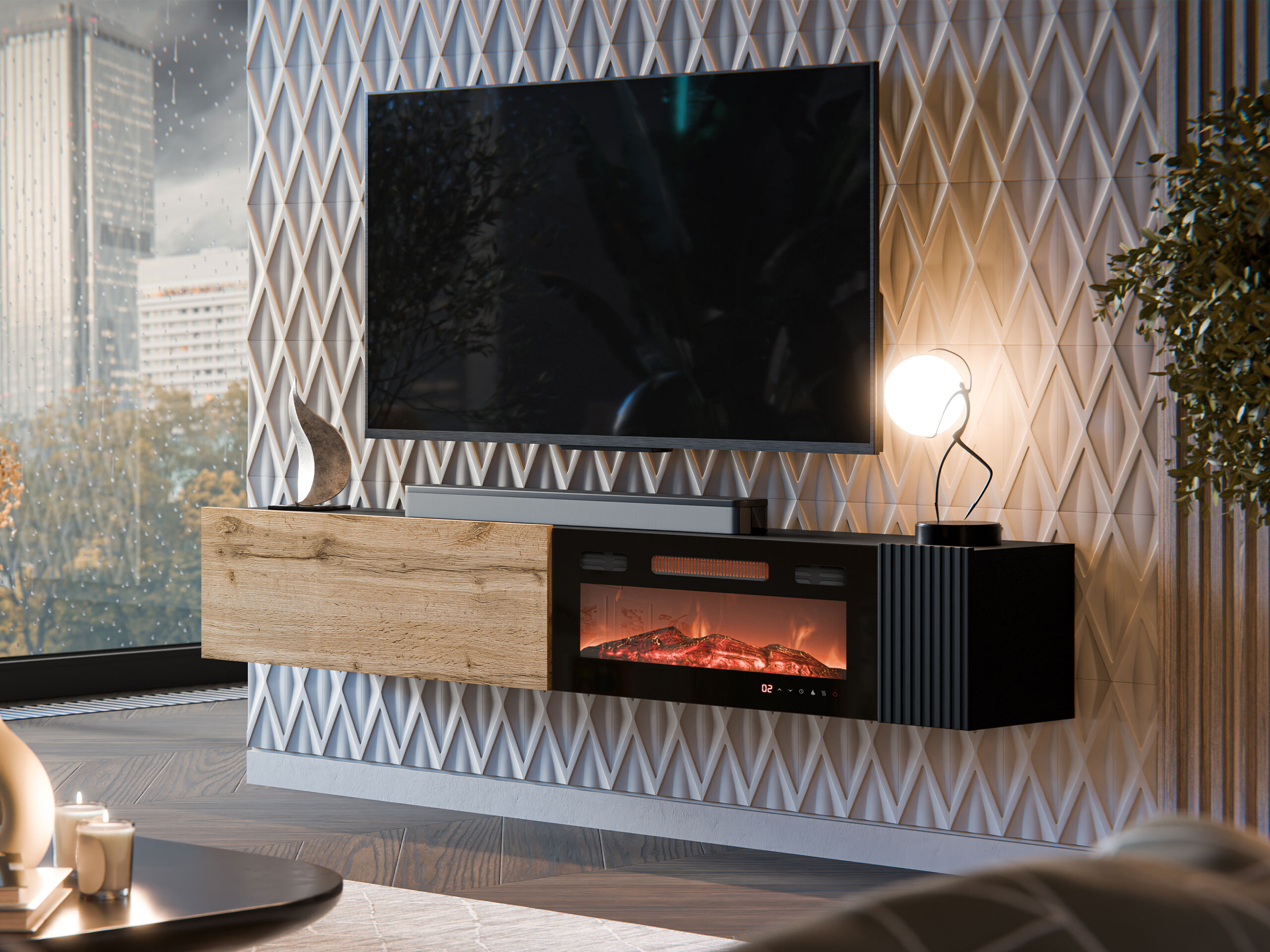 Mueble TV Species I (Roble wotan + Negro)