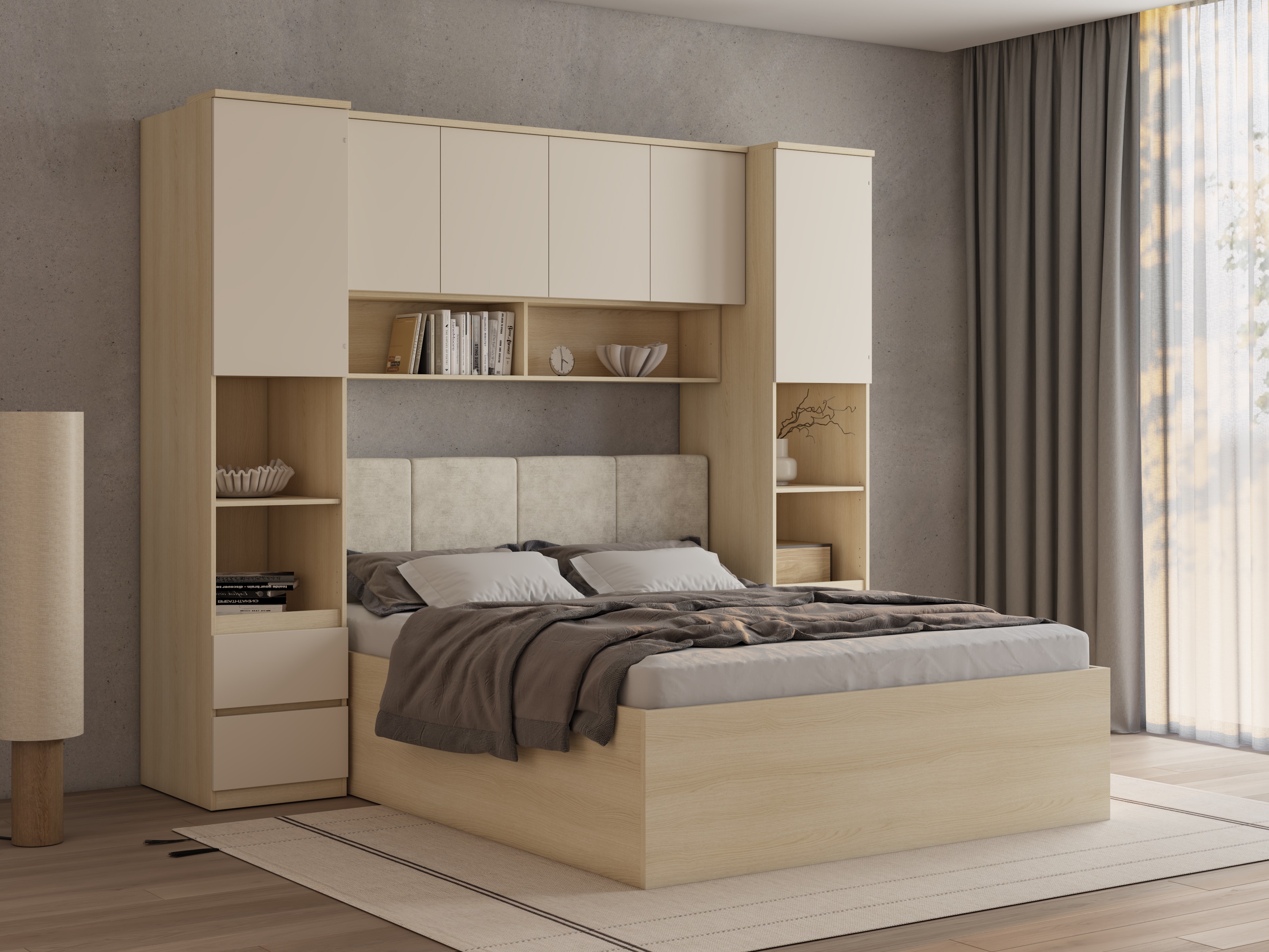 Conjunto de dormitorio Nolcala 126 (Roble + Beige)