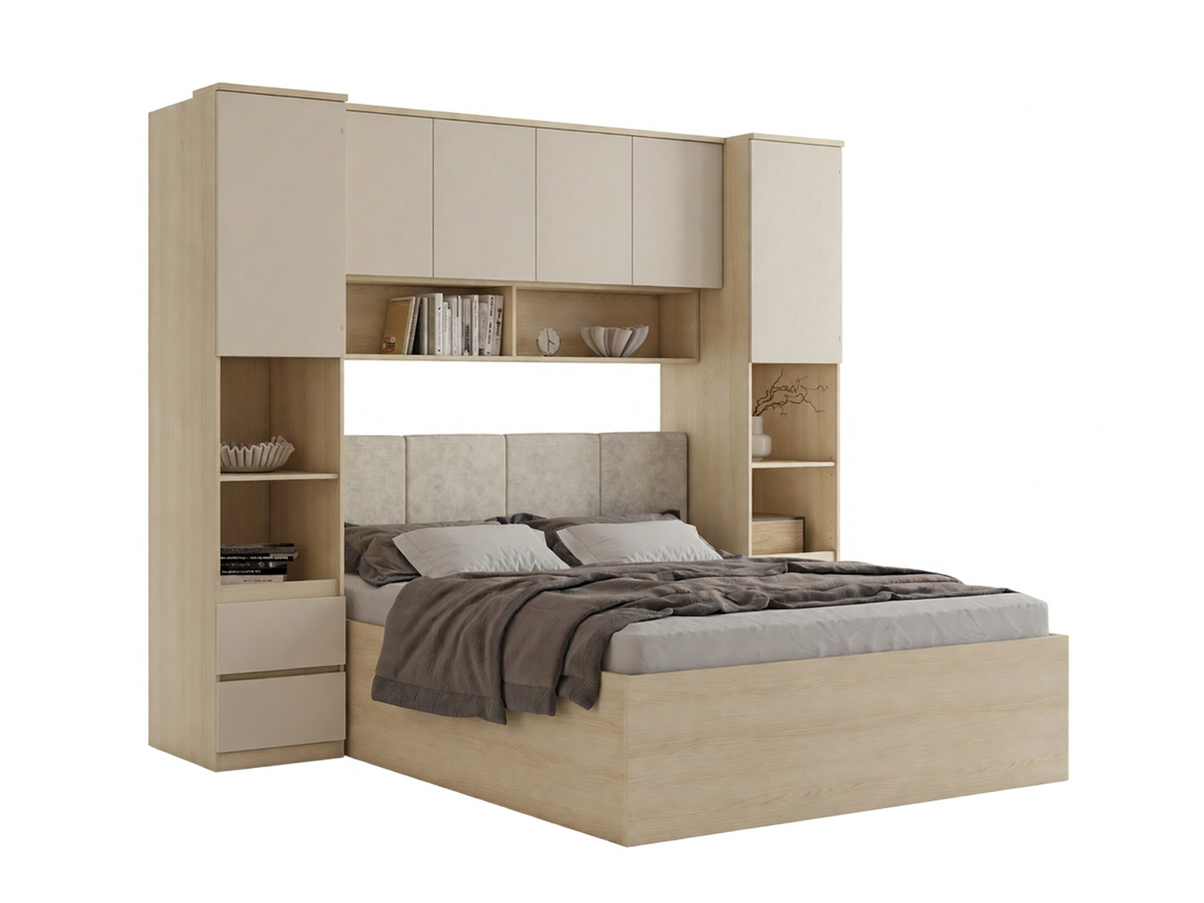 Conjunto de dormitorio Nolcala 126 (Roble + Beige)