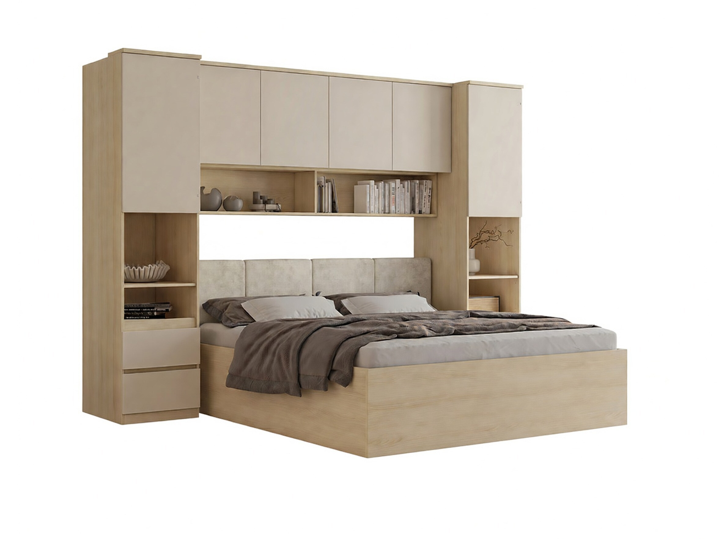 Conjunto de dormitorio Nolcala 126 (Roble + Beige)