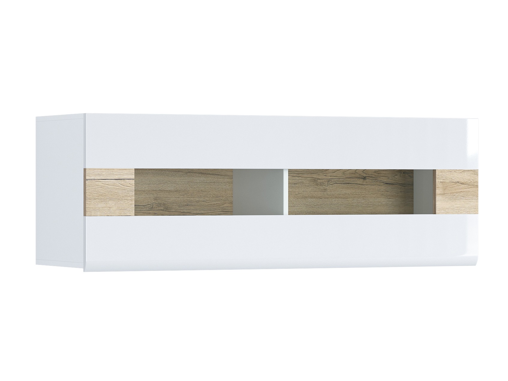 Armario de pared Torsone 116 (Blanco + Blanco brillante + Roble sanremo)