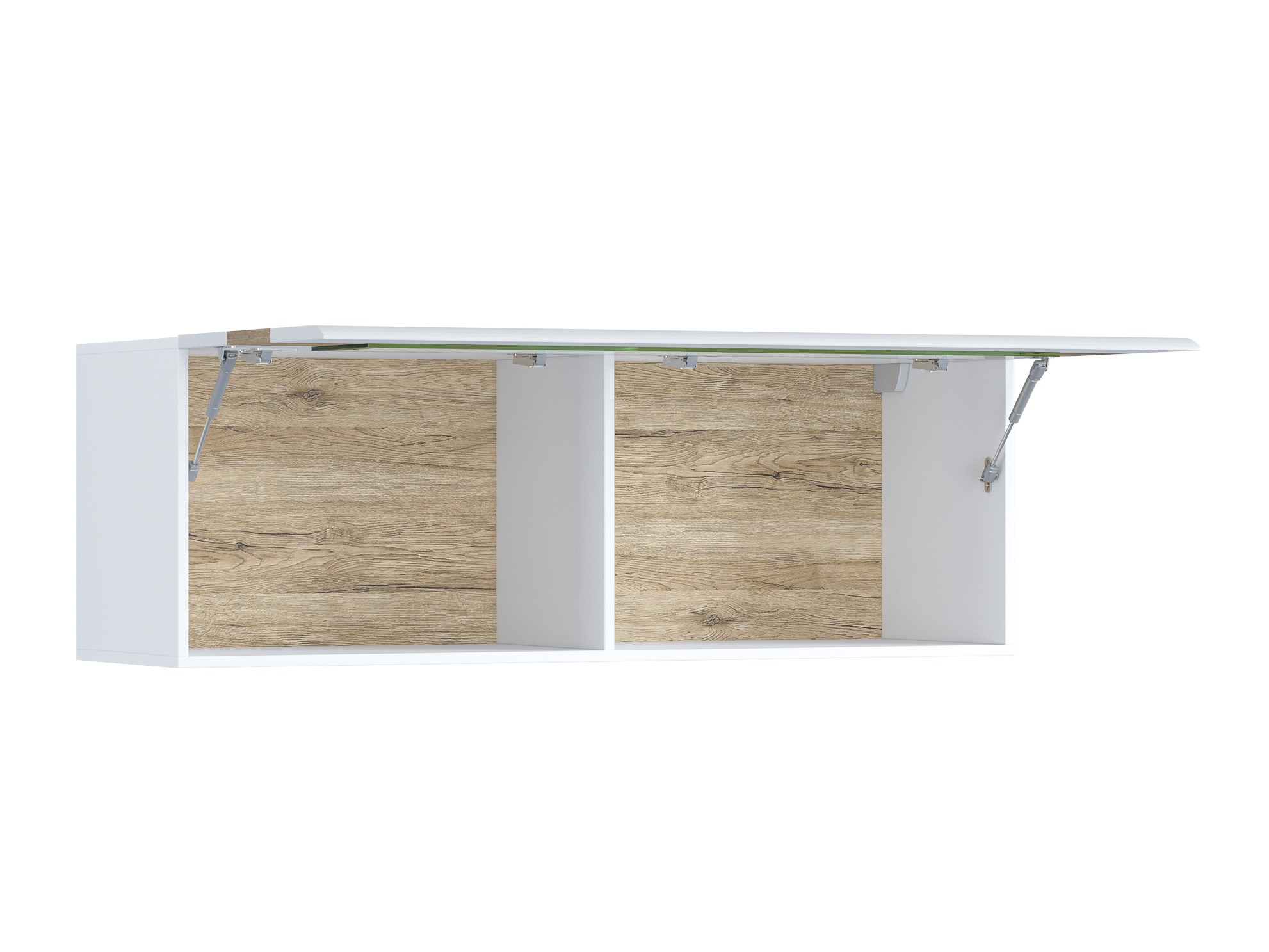 Armario de pared Torsone 116 (Blanco + Blanco brillante + Roble sanremo)
