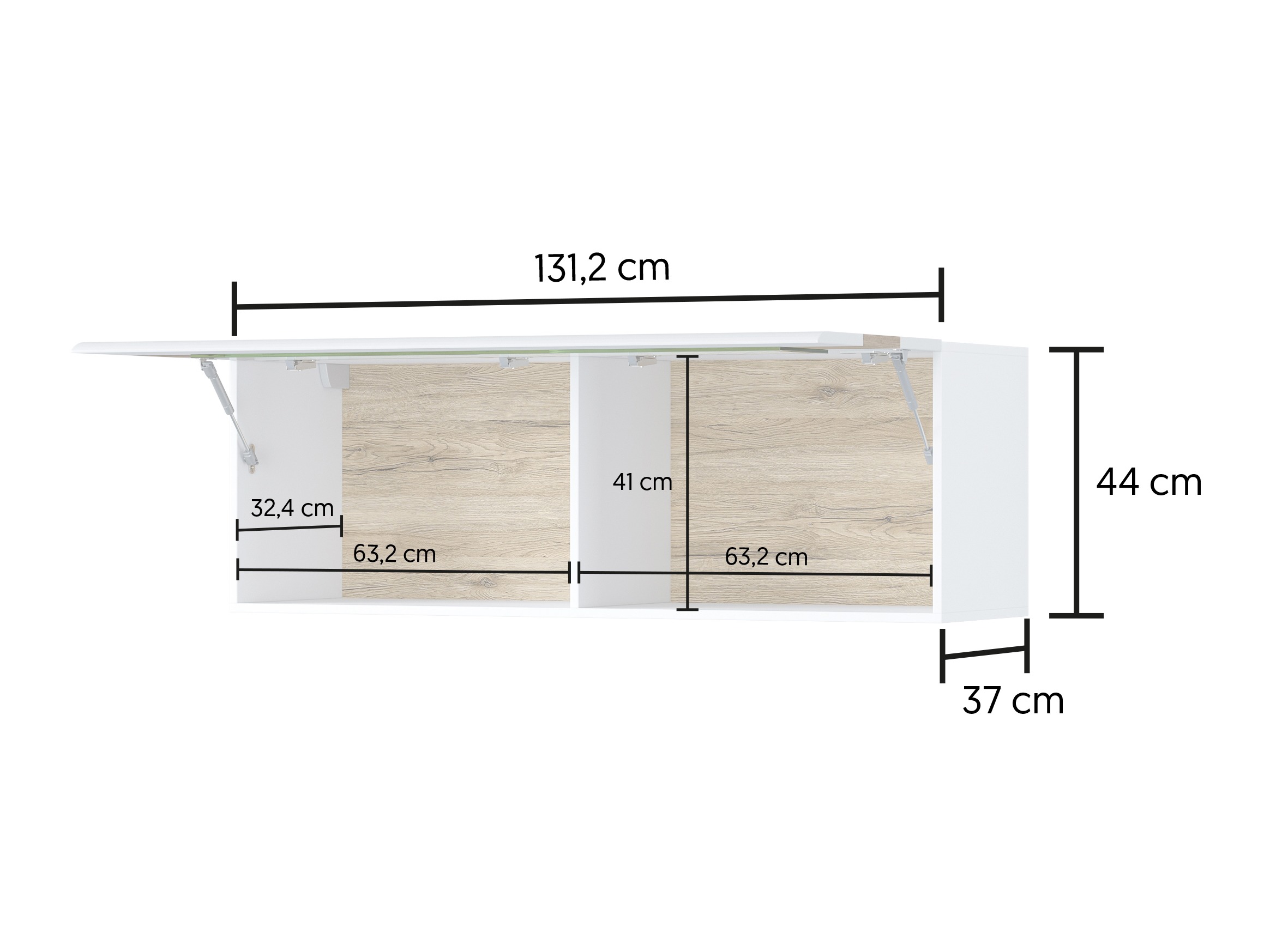 Armario de pared Torsone 116 (Blanco + Blanco brillante)