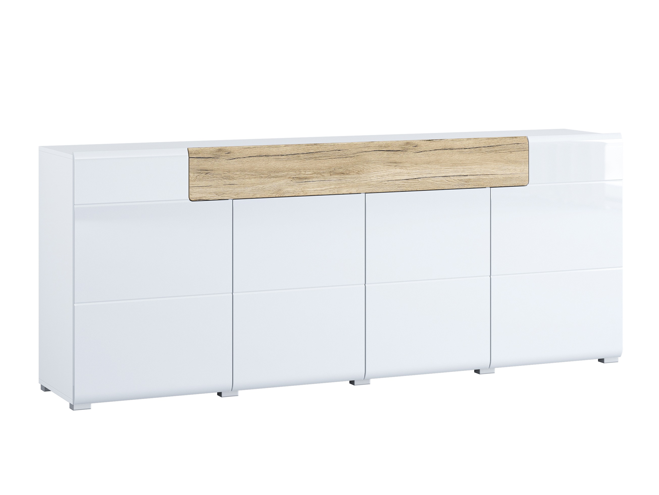 Cómoda Torsone 102 (Blanco + Blanco brillante + Roble sanremo)