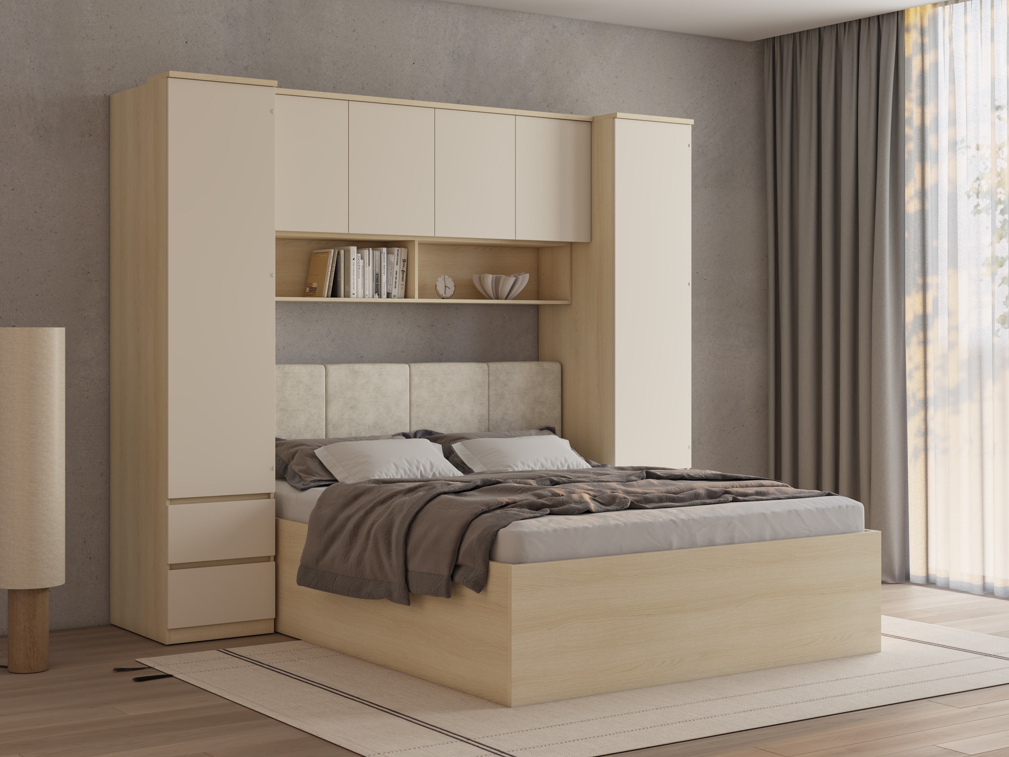 Conjunto de dormitorio Nolcala 125 (Roble + Beige)