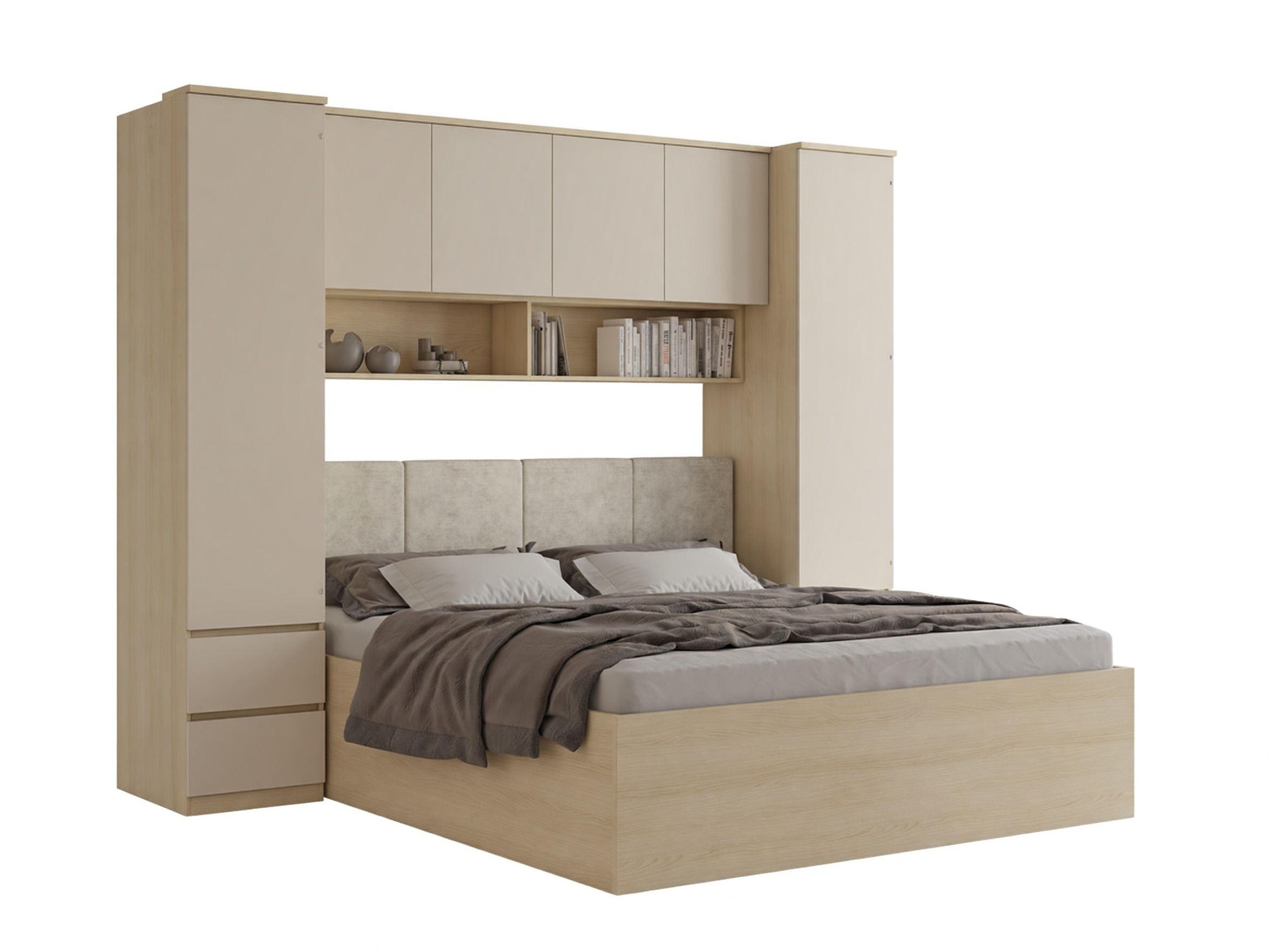 Conjunto de dormitorio Nolcala 125 (Roble + Beige)
