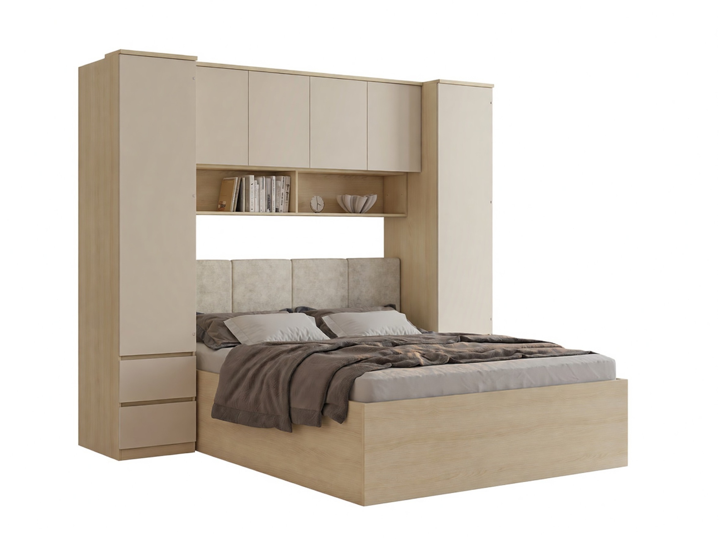 Conjunto de dormitorio Nolcala 125 (Roble + Beige)