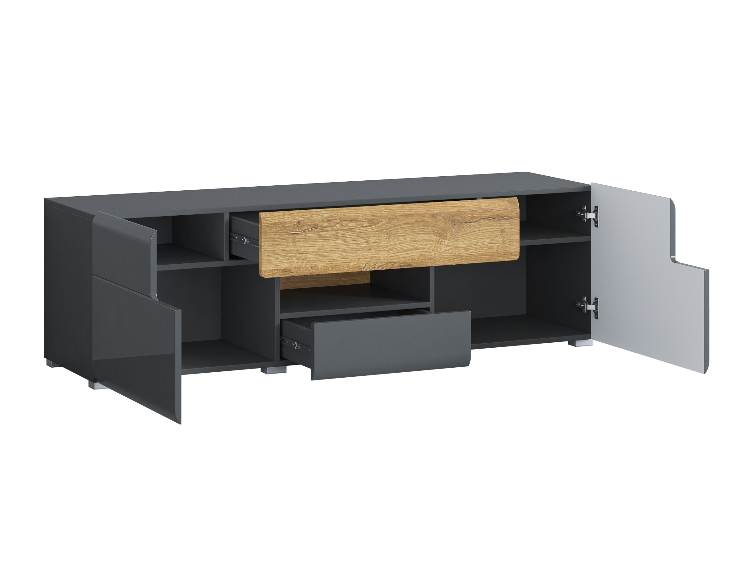 Conjunto de salón Torsone 104 (Antracita + Gloss antracita + Roble nieto)