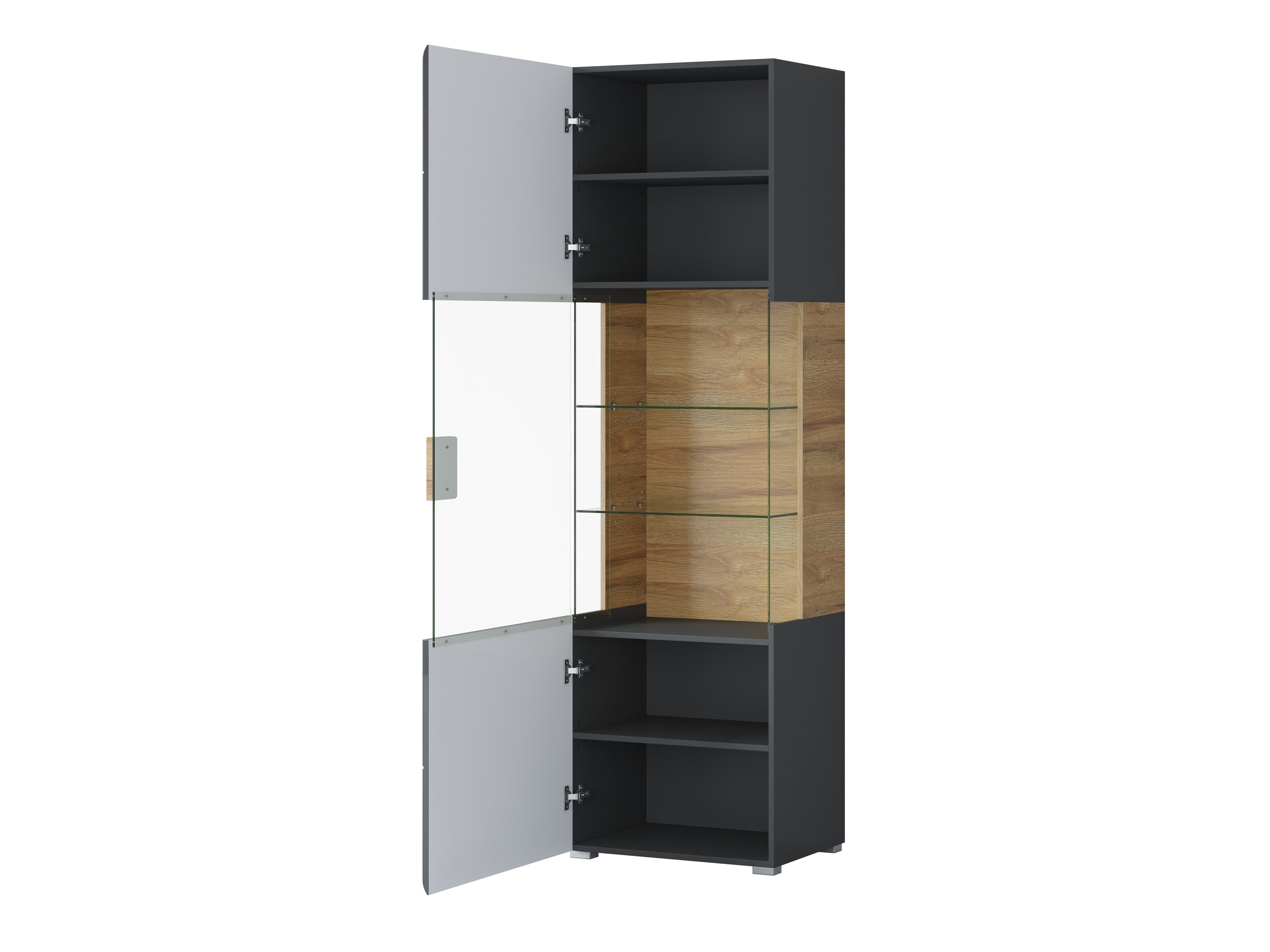 Conjunto de salón Torsone 104 (Antracita + Gloss antracita + Roble nieto)