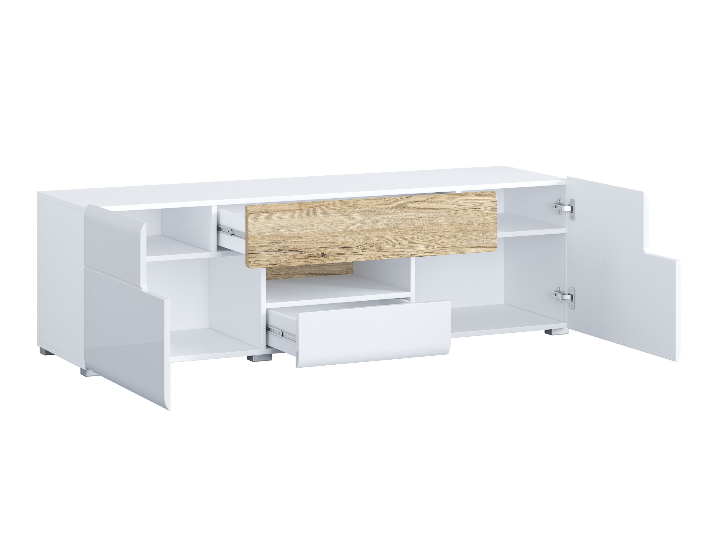Conjunto de salón Torsone 104 (Blanco + Blanco brillante + Roble sanremo)